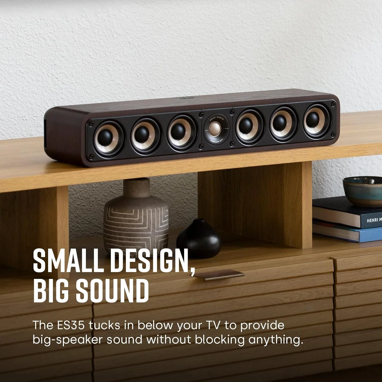 Polk Audio SIGS35CELWT Signature Elite ES35 middenluidspreker, slanke, hogeresolutie middenluidspreker, Hi-Res-gecertificeerd, Dolby Atmos- en DTS:X-compatibel, wit