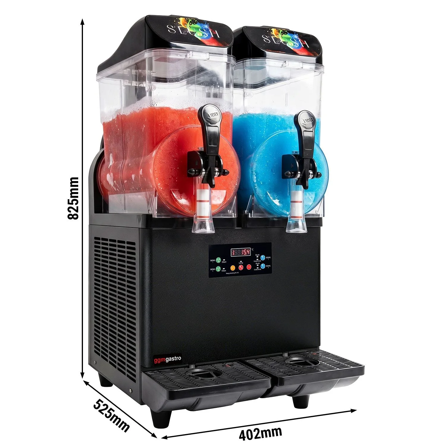 Slush-maskin �C 2 x 12 liter �C 850 watt �C digital �C svart/s?lv