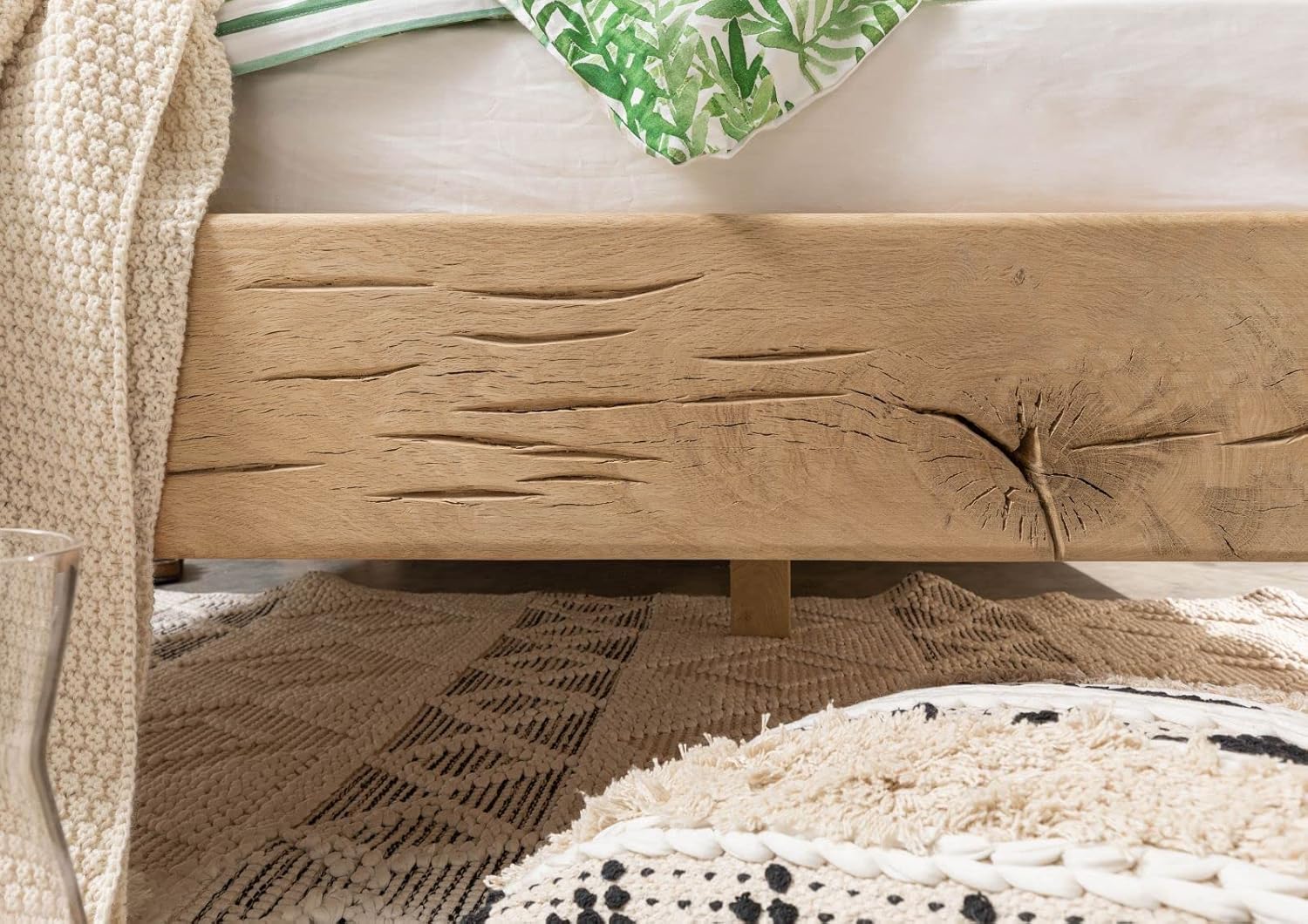 MASSIVMOEBEL24.DE Bett Holzbett Balkenbett Massivholzbett 200x200 Eiche Holz massiv Natur geölt Oak Heart #04