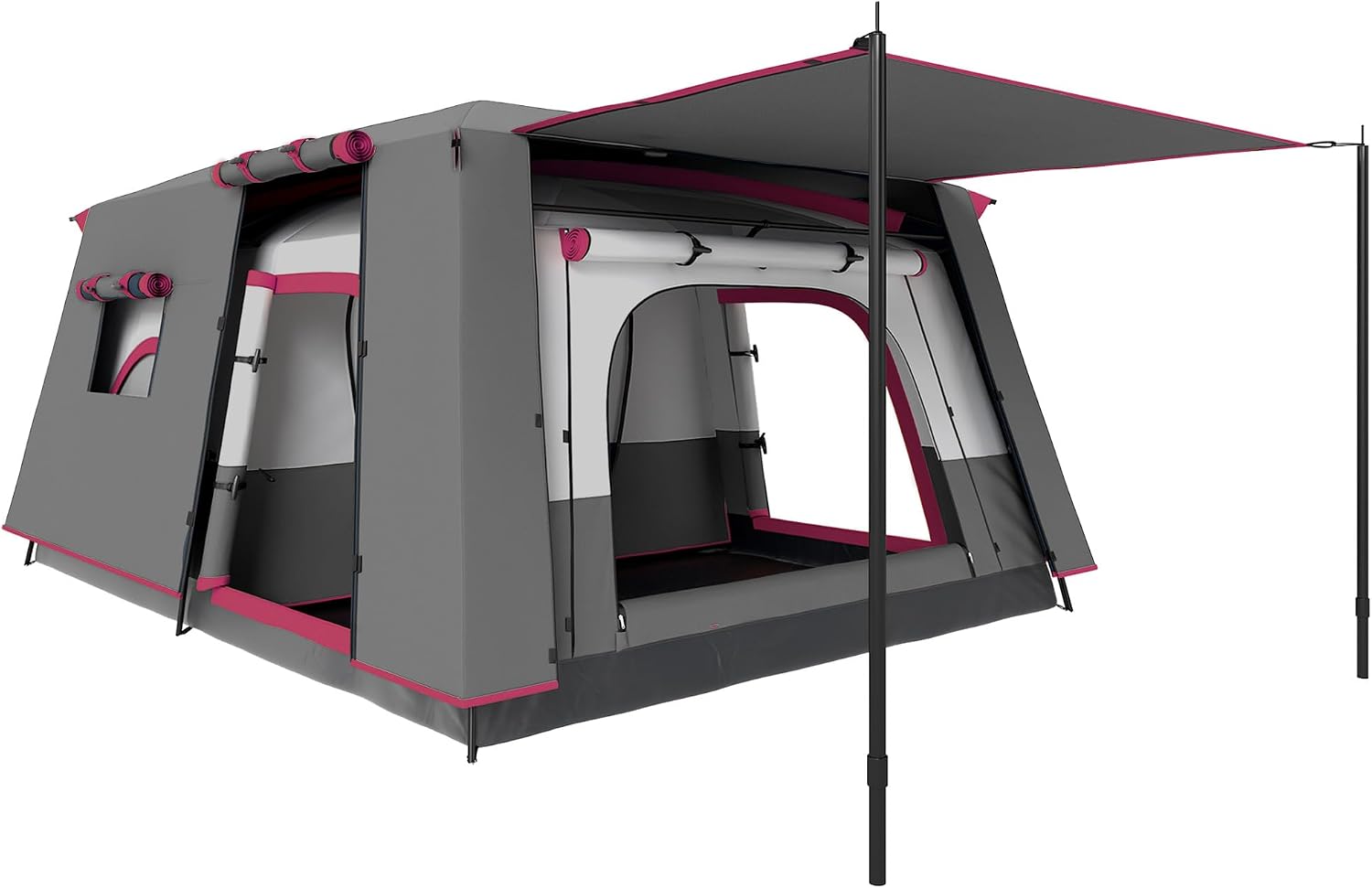 Outsunny Tienda de Campaña Familiar para 4 Personas Tienda de Camping Tipo Túnel con 2 Habitaciones Porche Impermeable 3000 mm Anti-UV para Pescar Senderismo