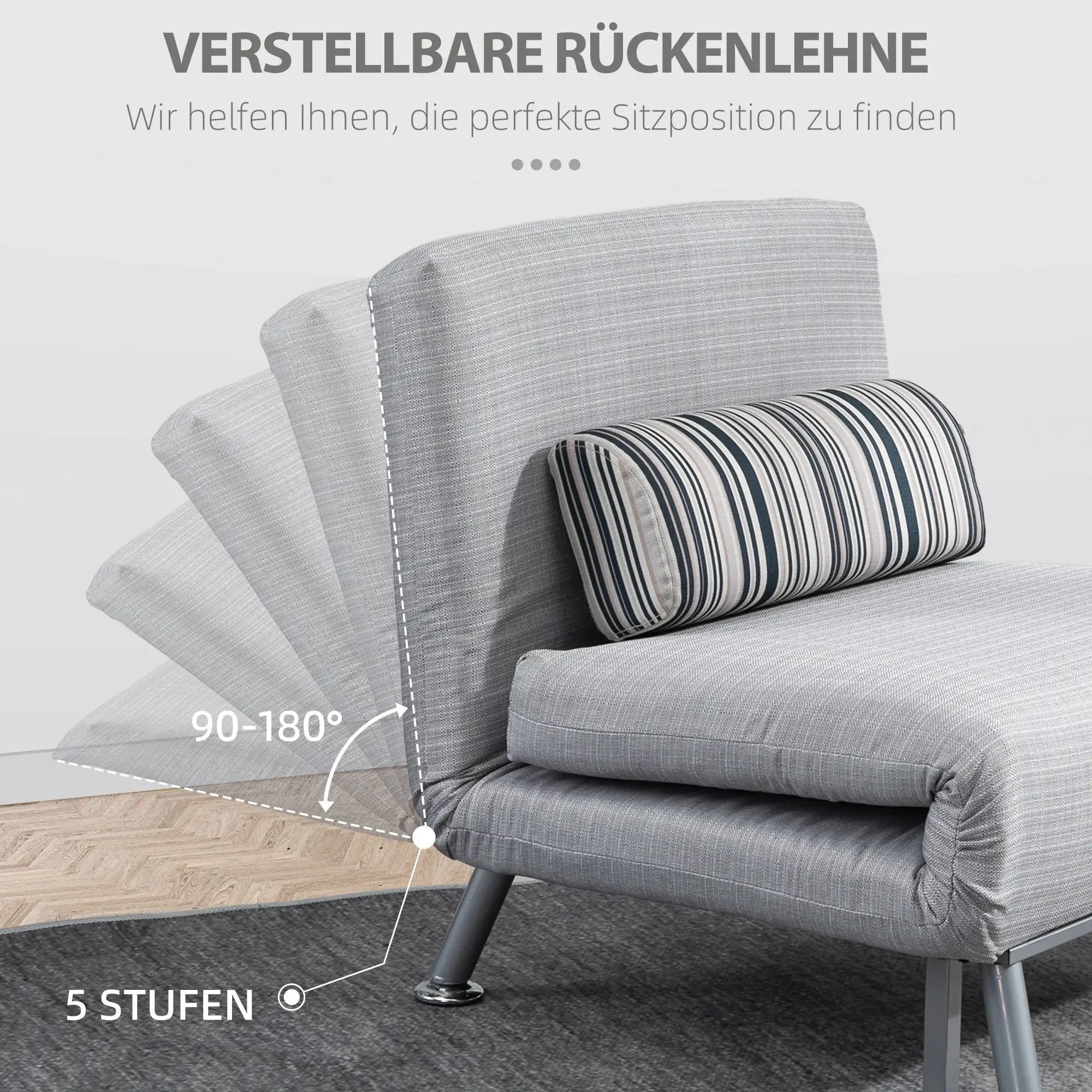 HOMCOM Schlafsessel Gästebett 2-in-1 mit verstellbarer Rückenlehne