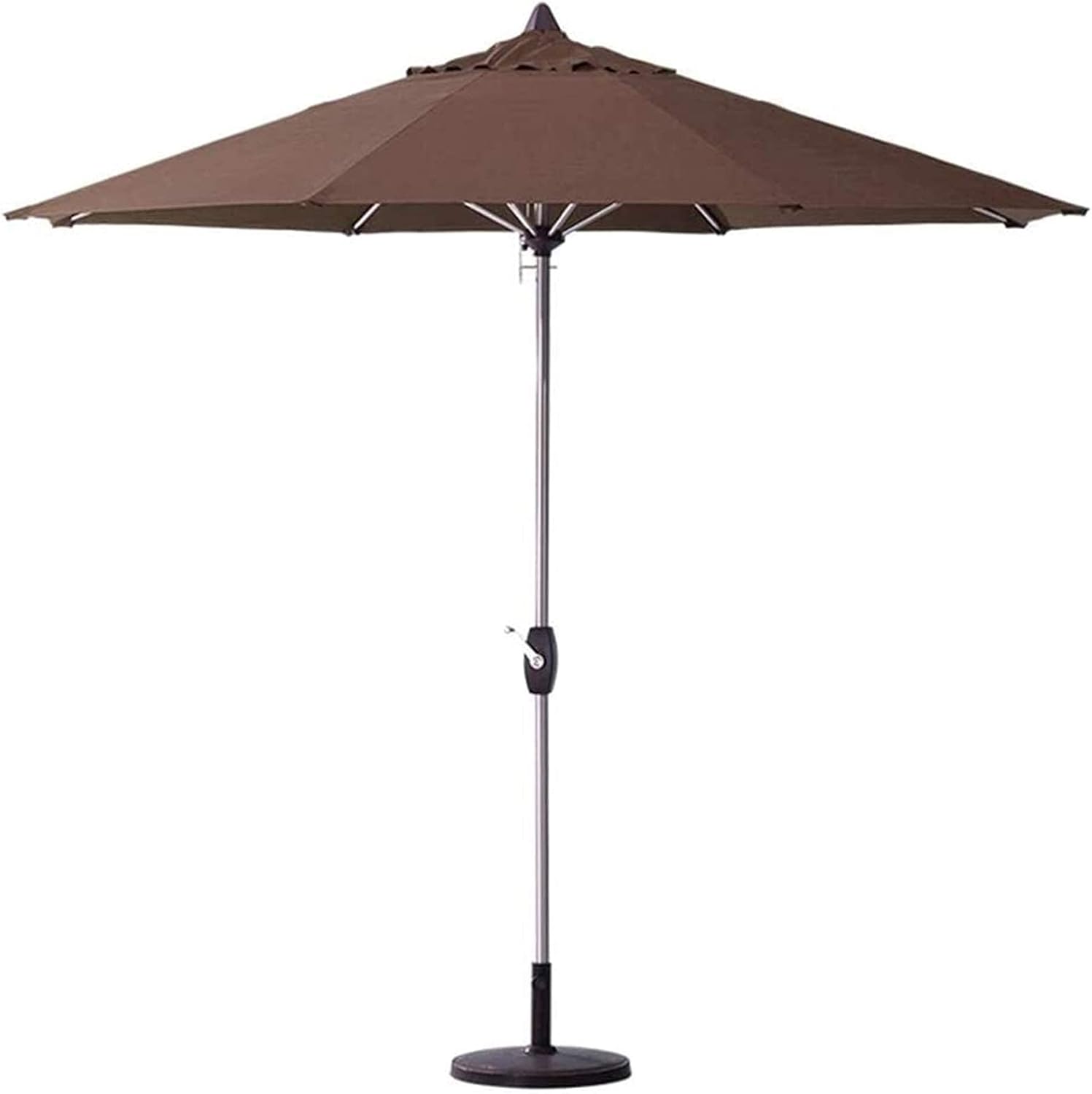 Garten Parasole Outdoor Garten Parasole 2,7 m Aluminium Oktagonaler Regenschirm Baldachin mit Kurbelgriff UV -Widerstand für Strand/Pool/Terrasse/Außenunterkunft Regenschirme mit Parasol -Basis