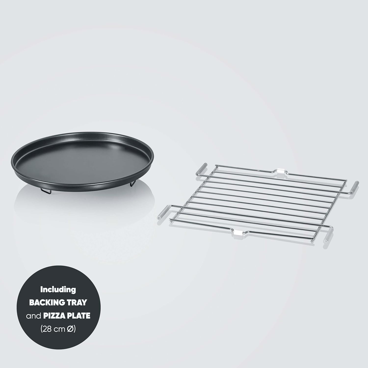 SEVERIN Mikrowelle mit Grill und Heißluftfunktion 3-in-1, zum Auftauen, Garen und Erhitzen, Mikrowelle mit Drehteller, Edelstahl-gebürstet/silber, MW 7774