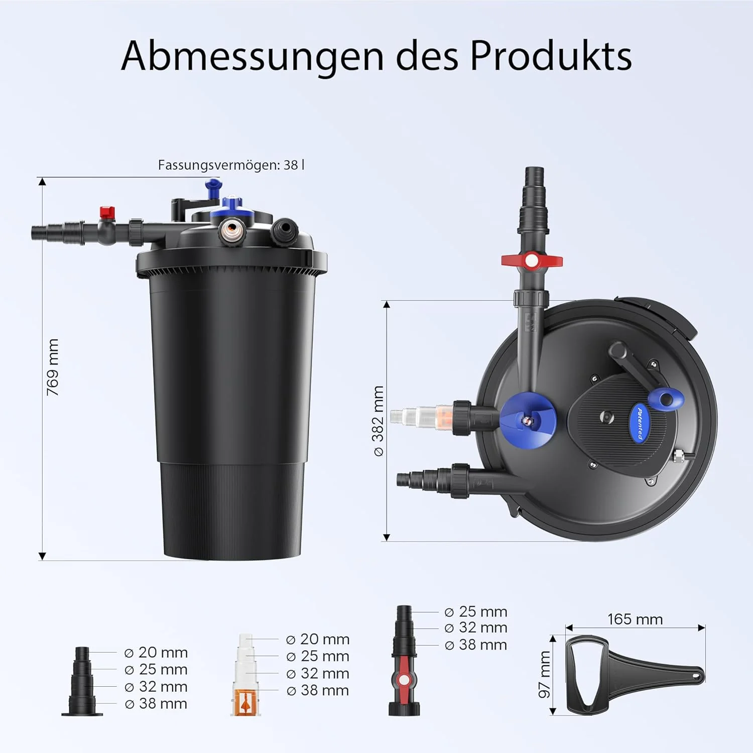 SunSun CPF-15000 drukfilter 10.000 l/u / 18 W UVC-eenheid, vijverdrukfilter voor vijvers tot 30.000 liter, vijverzuiveraar, filterinstallatie