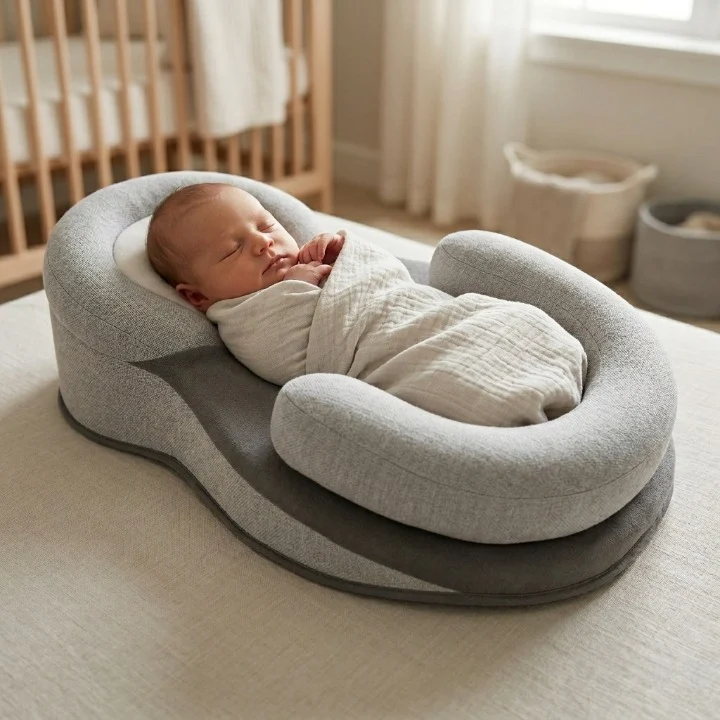 Ergonomisches Baby-Lagerungskissen für Neugeborene | Atmungsaktives Schlafkissen aus Baumwolle zur sicheren Körperhaltung