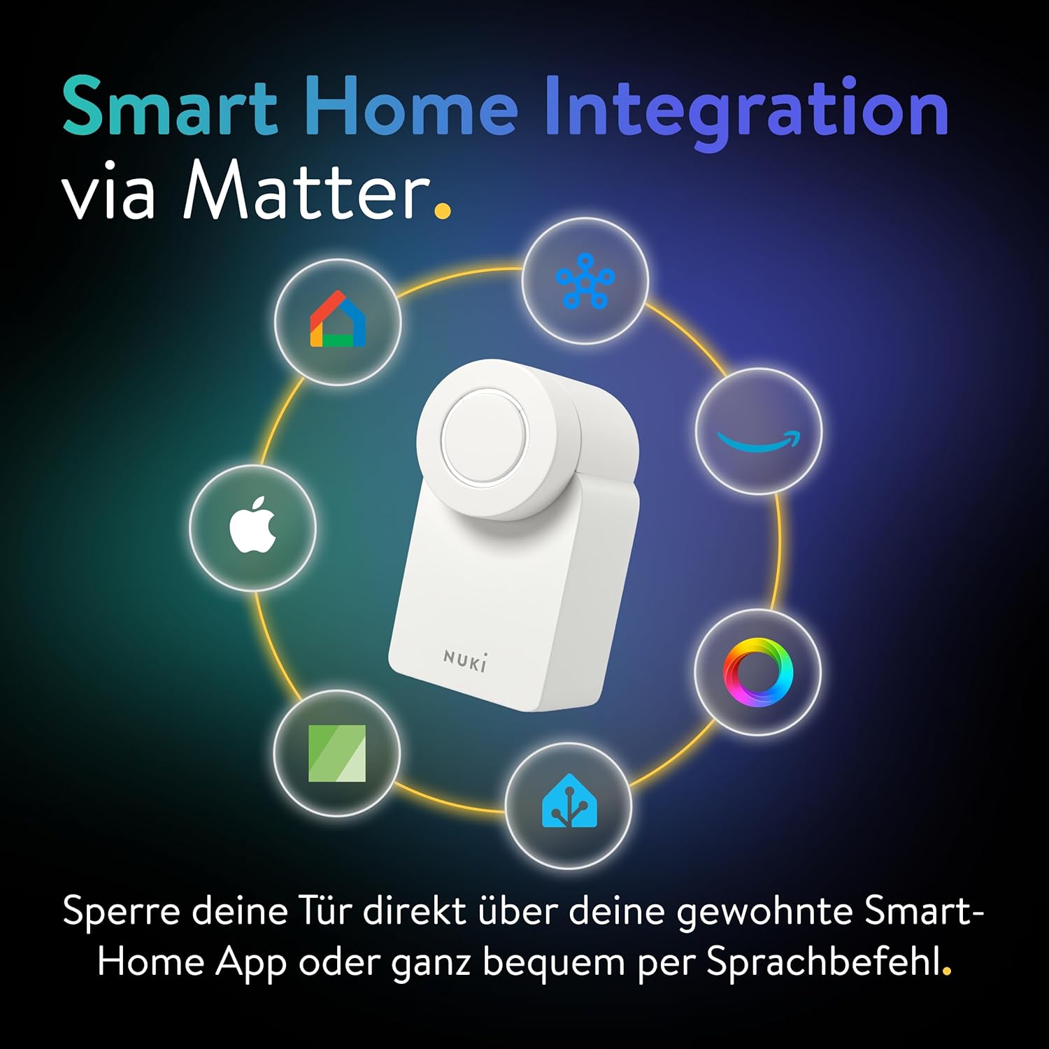 Nuki Smart Lock Go (2025) mit Bluetooth, WLAN & Matter, elektronisches Türschloss macht Smartphone zum Schlüssel, Nachrüsten ohne Zylindertausch – Smart Lock