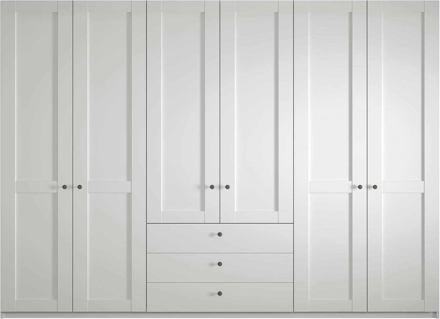 WIEMANN Drehtürenschrank mit 3 Schubkästen, Landhausstil Kleiderschrank 300cm breit, Weiß, Höhe 216cm, Marlow