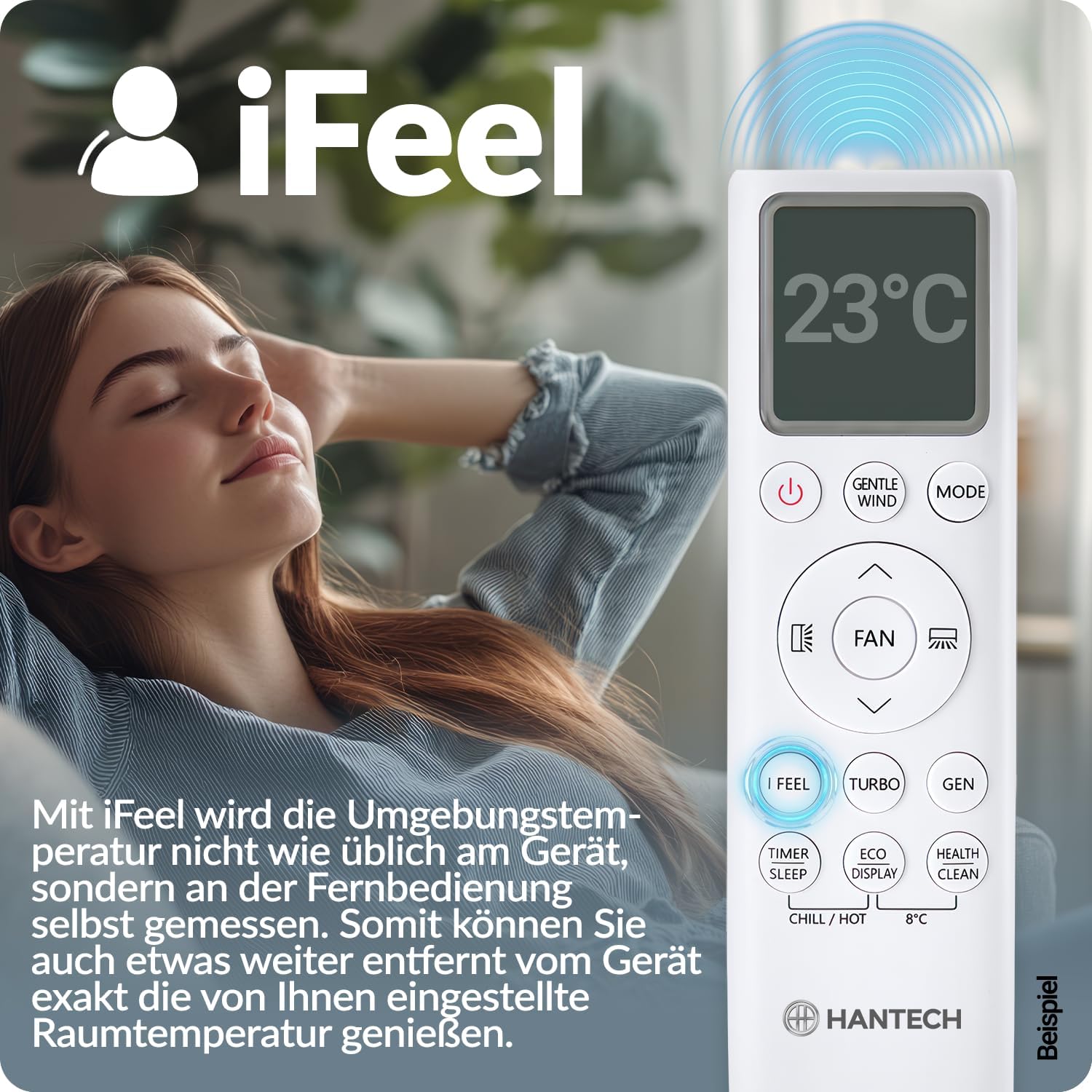 Split Klimaanlage 12000 BTU (bis 45m²) HANTECH H-PRO Heiz-&Kühlfunktion, Luftfilter, WIFI, Montagematerial weiß