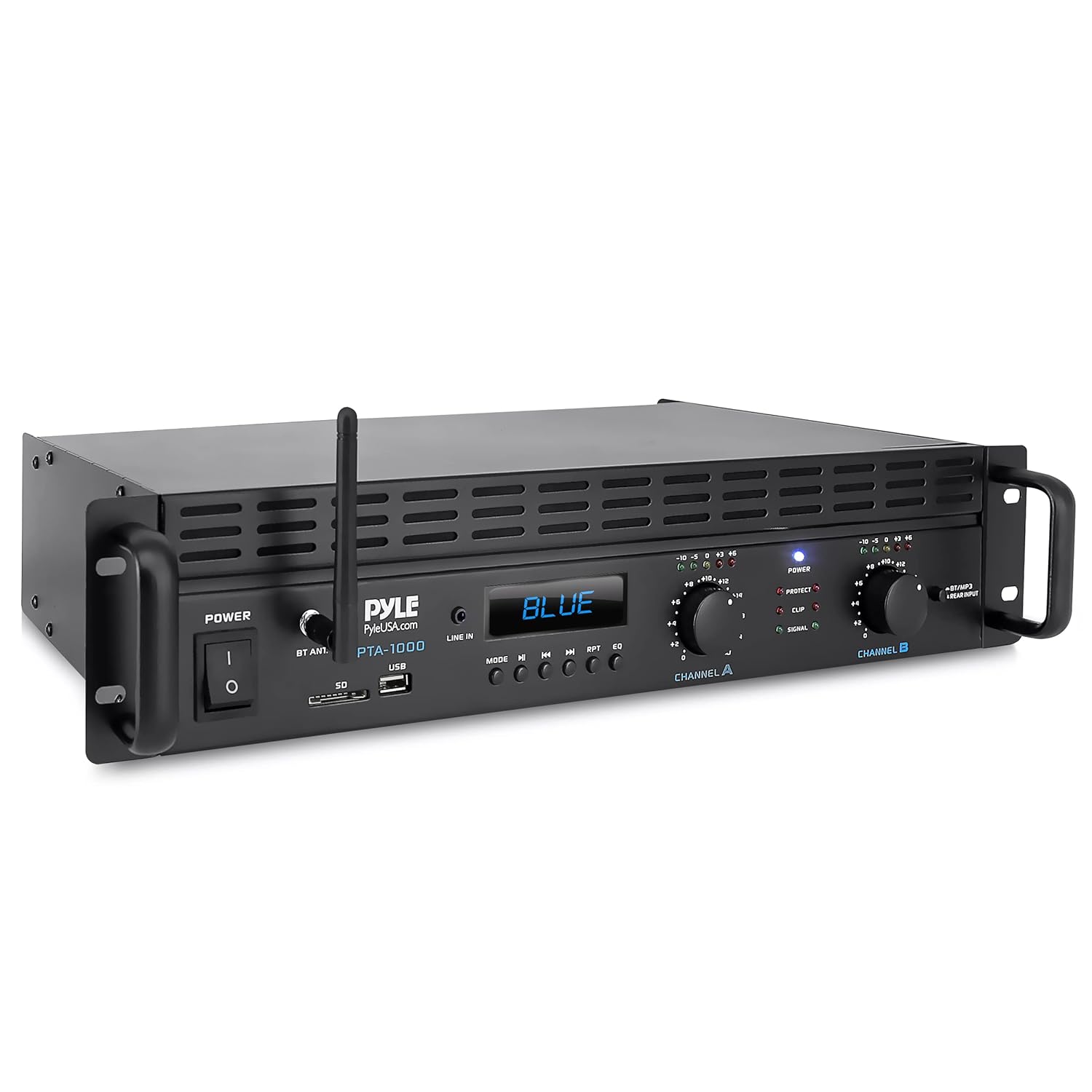 2-kanaals Bluetooth Versterker �C 2000W Brugbaar, Rack-monteerbare Professionele Audioversterker voor Thuis-Stereo met Draadloze Verbinding, TRS- en XLR-ingang, LCD-scherm, Brugmodus, Ventilatorkoeling �C Entertainment Luidsprekersysteem