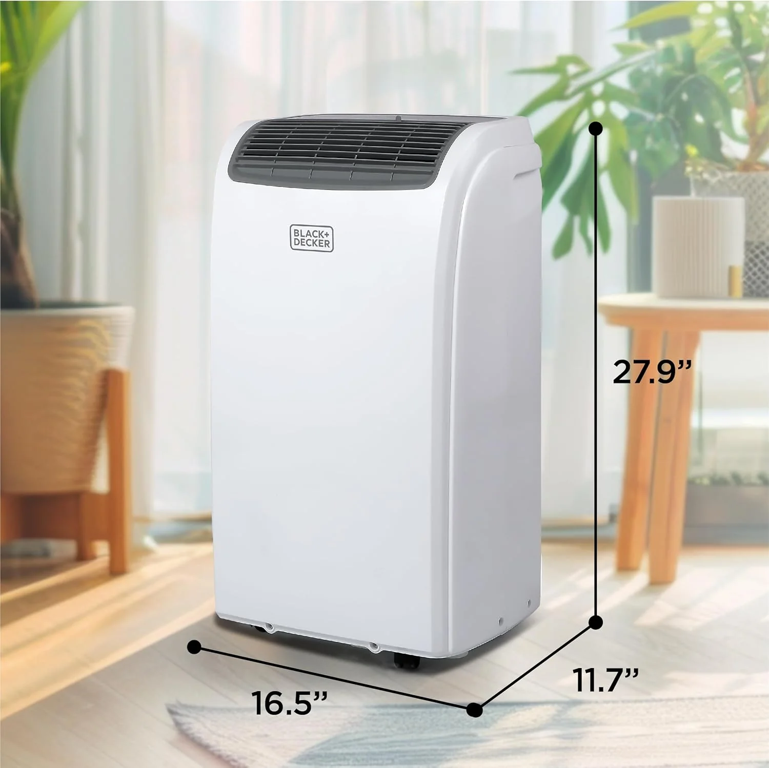 BLACK+DECKER Smart Portable Air Conditioner with Heat, 12,000 BTU Cooling, 9,000 BTU Heating for Rooms up to 550 Sq. Ft., Follow Me Remote, BPACT12HWT, White