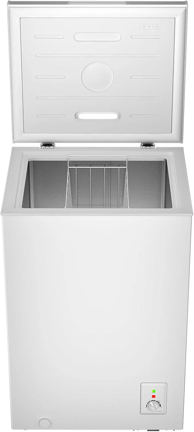 CHiQ FCF98DE Vrieskist 99 L, 54,5 x 47,6 x 83,5 cm, 4-sterrenvriezer, Thermostaatregeling, Draadmand, Balancerende deur, Stil, Wit