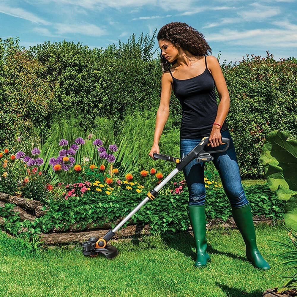 WORX 18V(20V MAX) Akku Rasentrimmer WG163E.3, 2-in-1 rasenkantenschneider mit 90° drehbarer Trimmerkopf, Teleskopstiel, Powershare, 2 x 2,0 Ah Akku