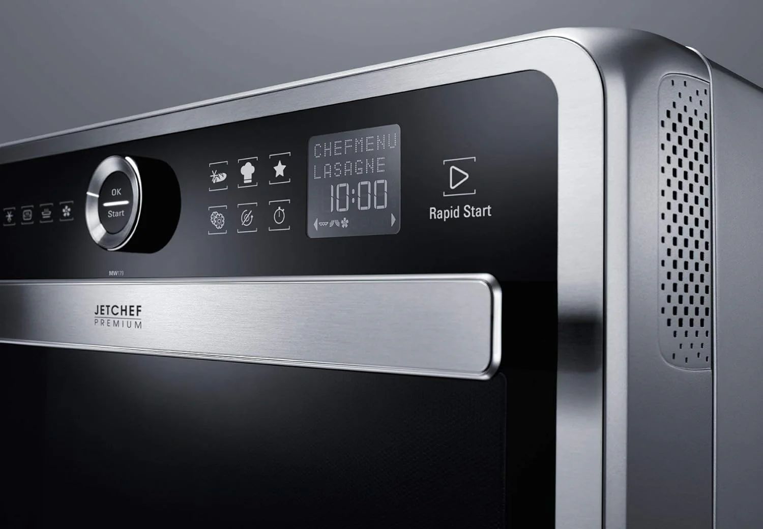 Bauknecht Jet Chef MW 179 IN Rvs 5-in-1 Multifunctionele Magnetron/ 1000 W/ 33 L Gaarruimte/Hete lucht 1500 Watt/ Kwartsgrill 1200 W/DualCrisp/ Stoomkoken/Smelt- en Snelontdooifunctie