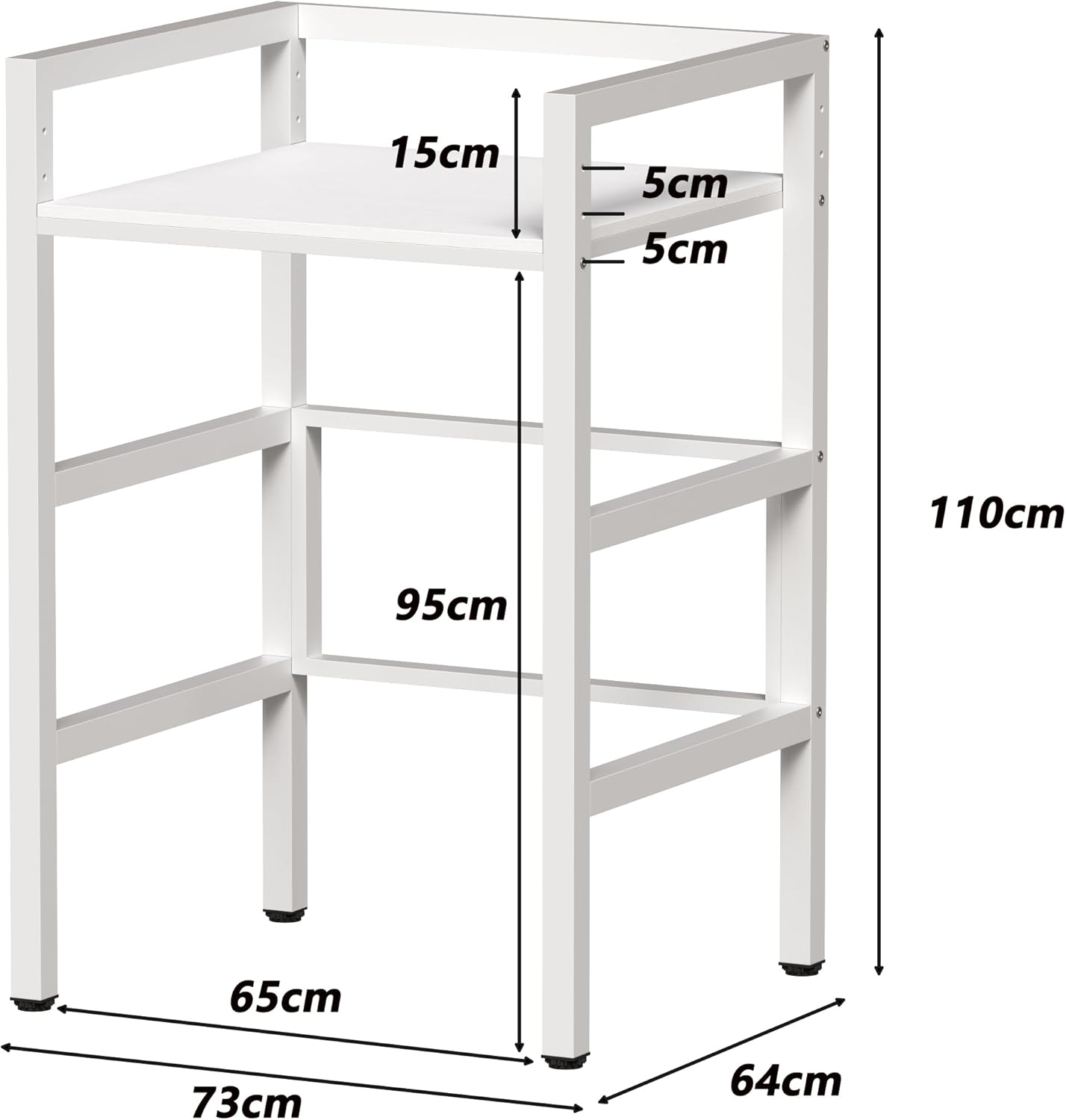 MSFE Regal über Waschmaschine,Höhenverstellbarer Wäschetrocknerständer,Lagerregal über der Waschmaschine, Tragfähigkeit 350 kg,für Waschmaschine und Trockner,73 * 64 * 110cm,Patentiertes Produkt