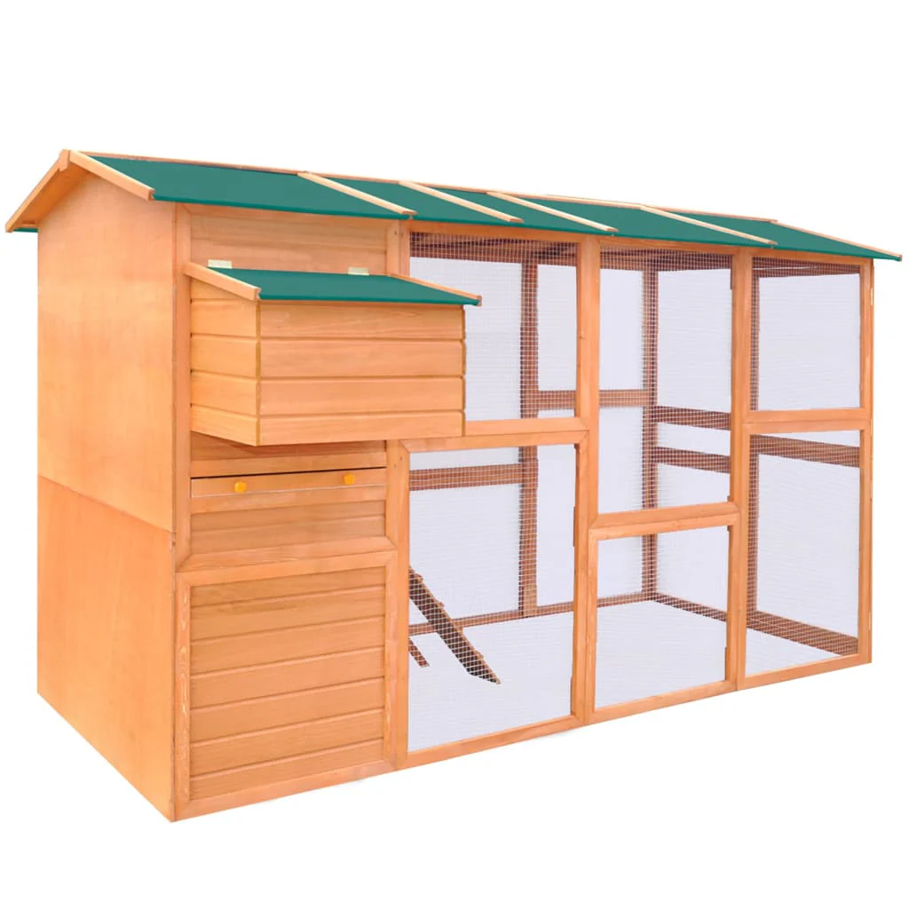 2025 Houten kippenhok van dennenhout 295 x 163 x 170 cm met nestkast en ren