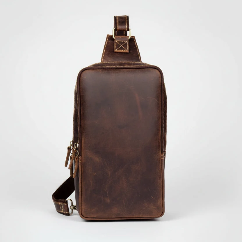 Large Leather Sling Bag for Men