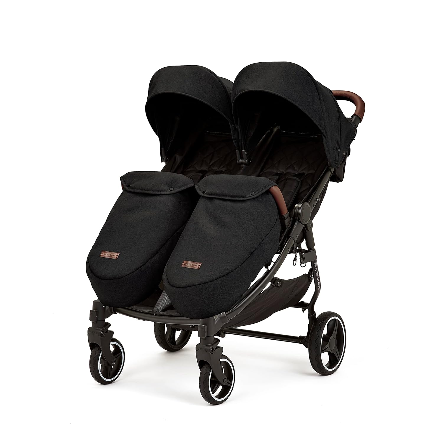 Venus Max Doppel kinderwagen - geeignet von Geburt bis 15 kg (ca. 3 Jahre), kompakter, leichter, faltbarer Zwillingskinderwagen, inklusive Regenschutz und Fußwärmer (Biscuit)