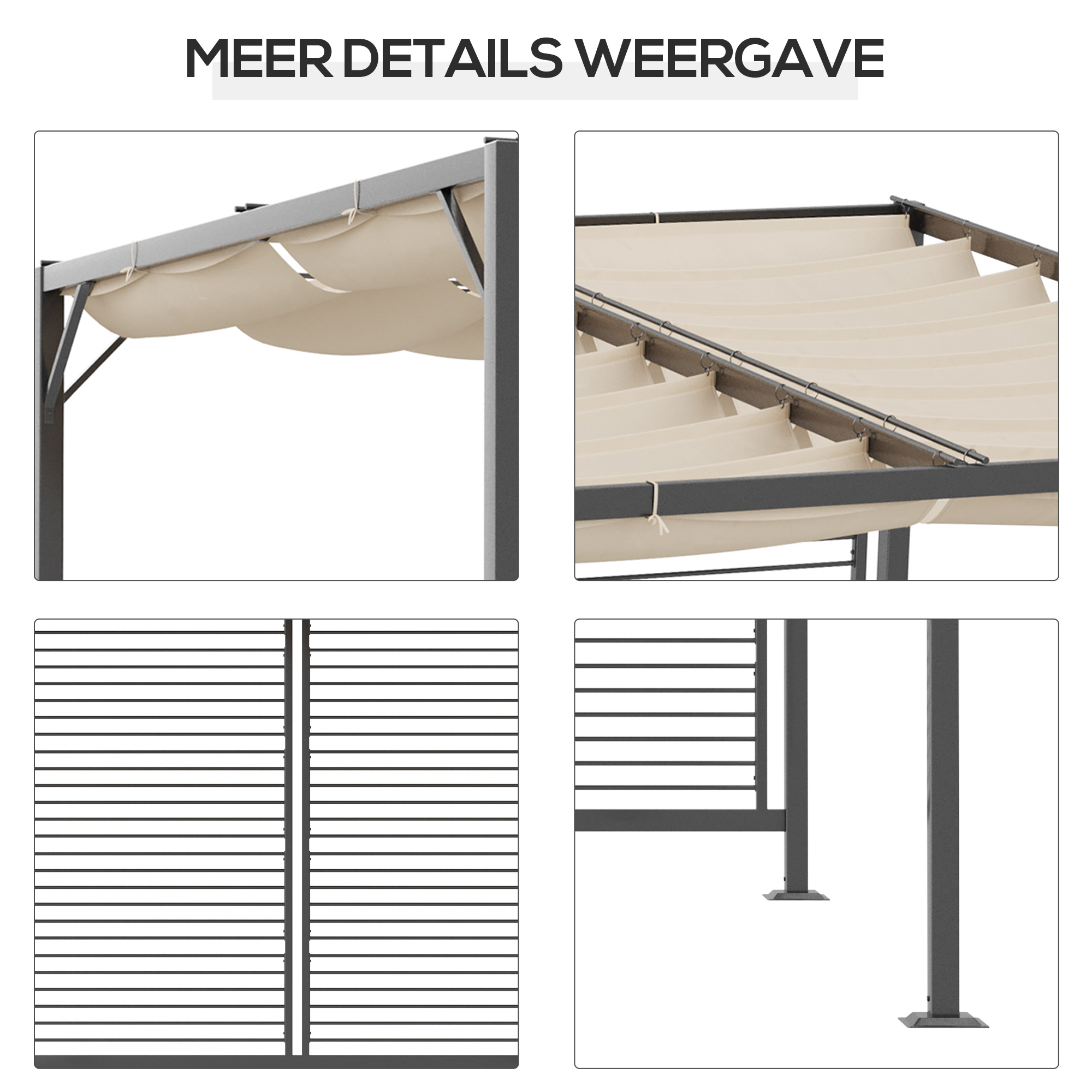 Outsunny paviljoen, pergola met verstelbaar stoffen dak
