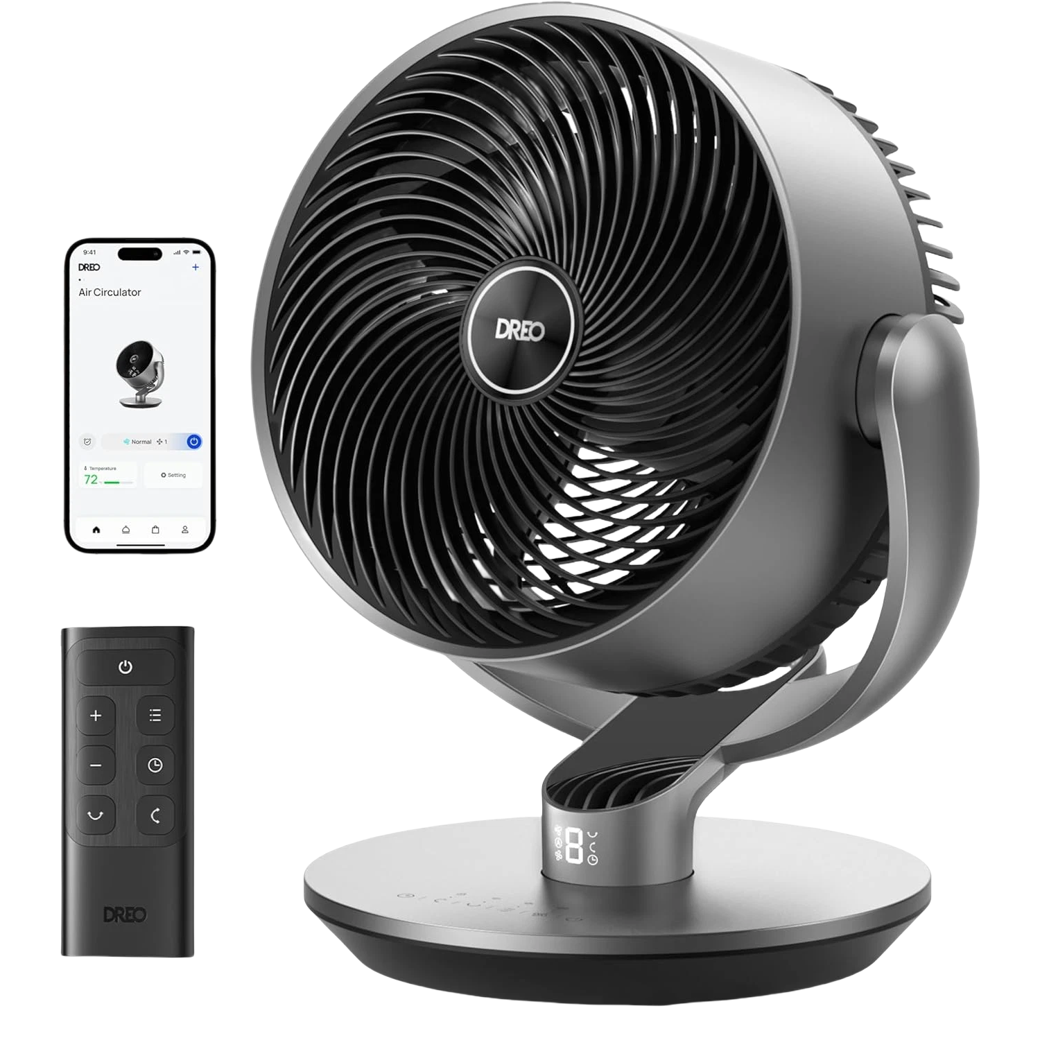 16 inch 25dB stille slimme ventilator voor slaapkamer, DC kamer ventilator met afstandsbediening, 120��+120�� oscillatie