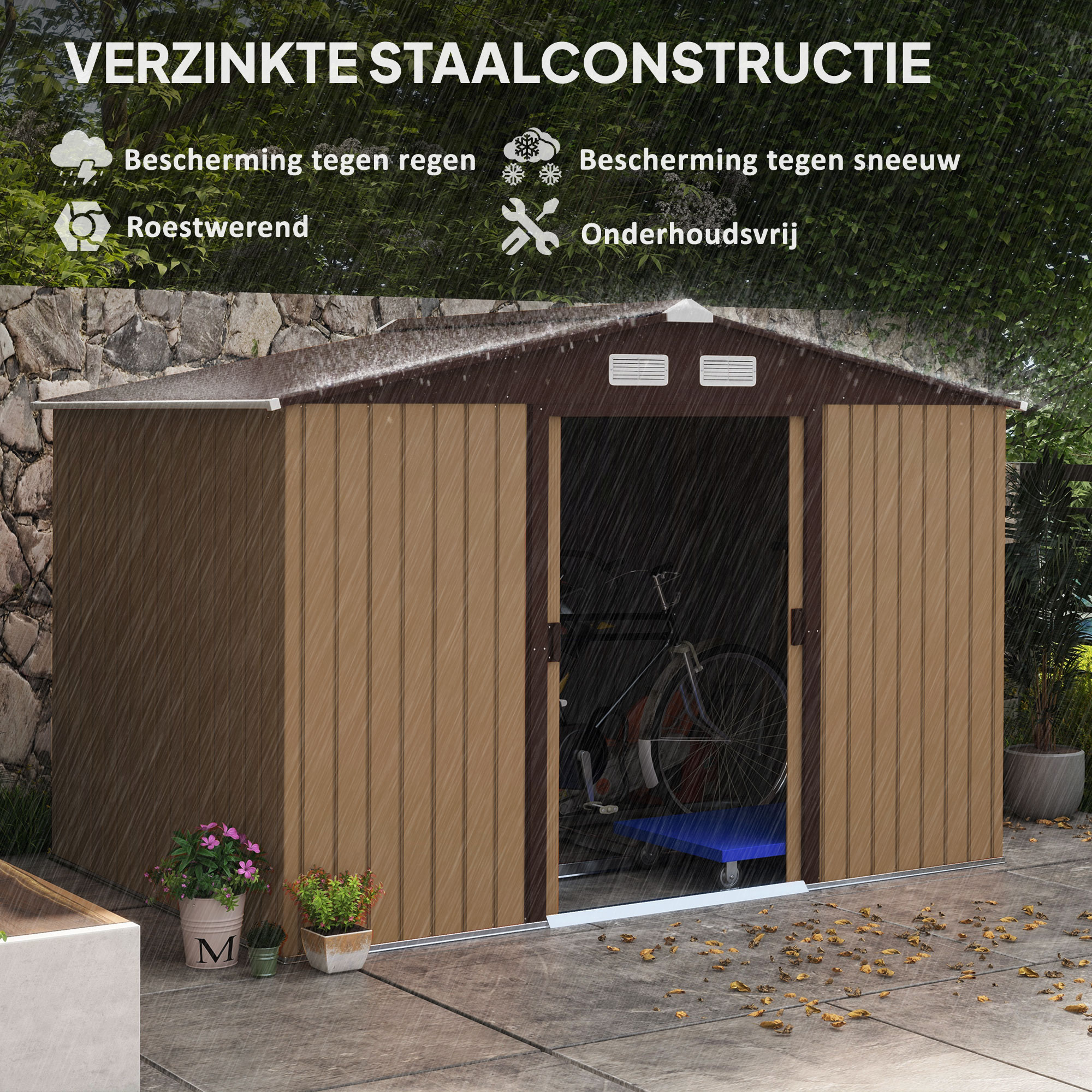 gereedschapsschuur met fundering gereedschapsschuur tuinschuur tuinschuur metaal geel 277 x 195 x 192 cm
