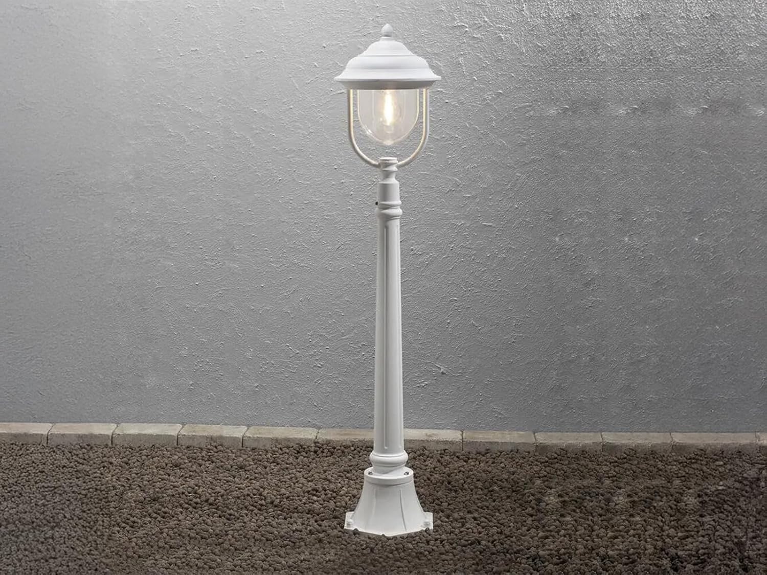KONSTSMIDE 2er-Set weisse Wegeleuchten PARMA aus Aluminium, E27, IP43, H.: 118 cm; 7225-250