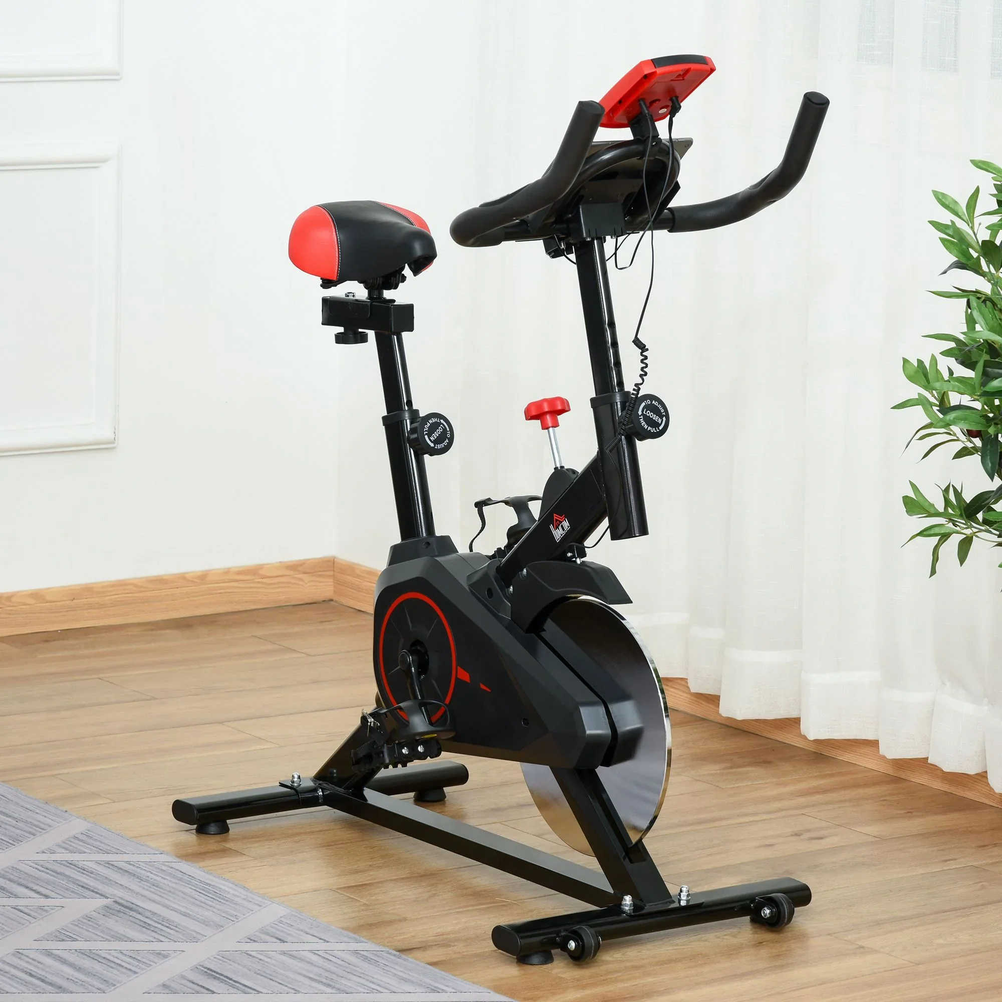 HOMCOM Fietstrainer Hometrainer LCD-display in hoogte verstelbaar