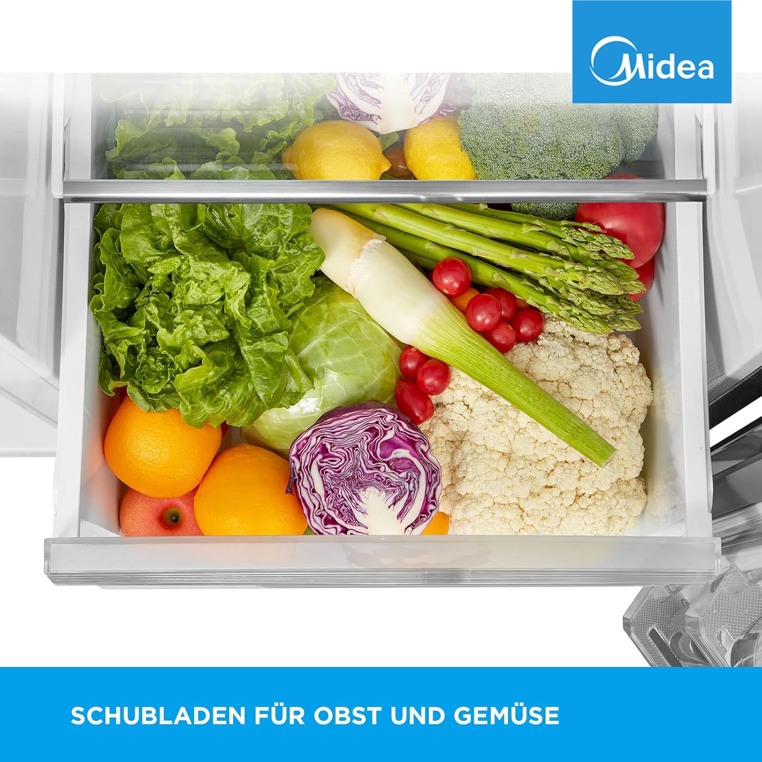 Midea Side-by-Side Kühl-Gefrierkombination 532 L mit Indoor Ice Bar | No Frost, Inverter Kompressor, 256 kWh/Jahr | Twin Control & SuperCool | 176,5 cm hoch | MERS530FGD02