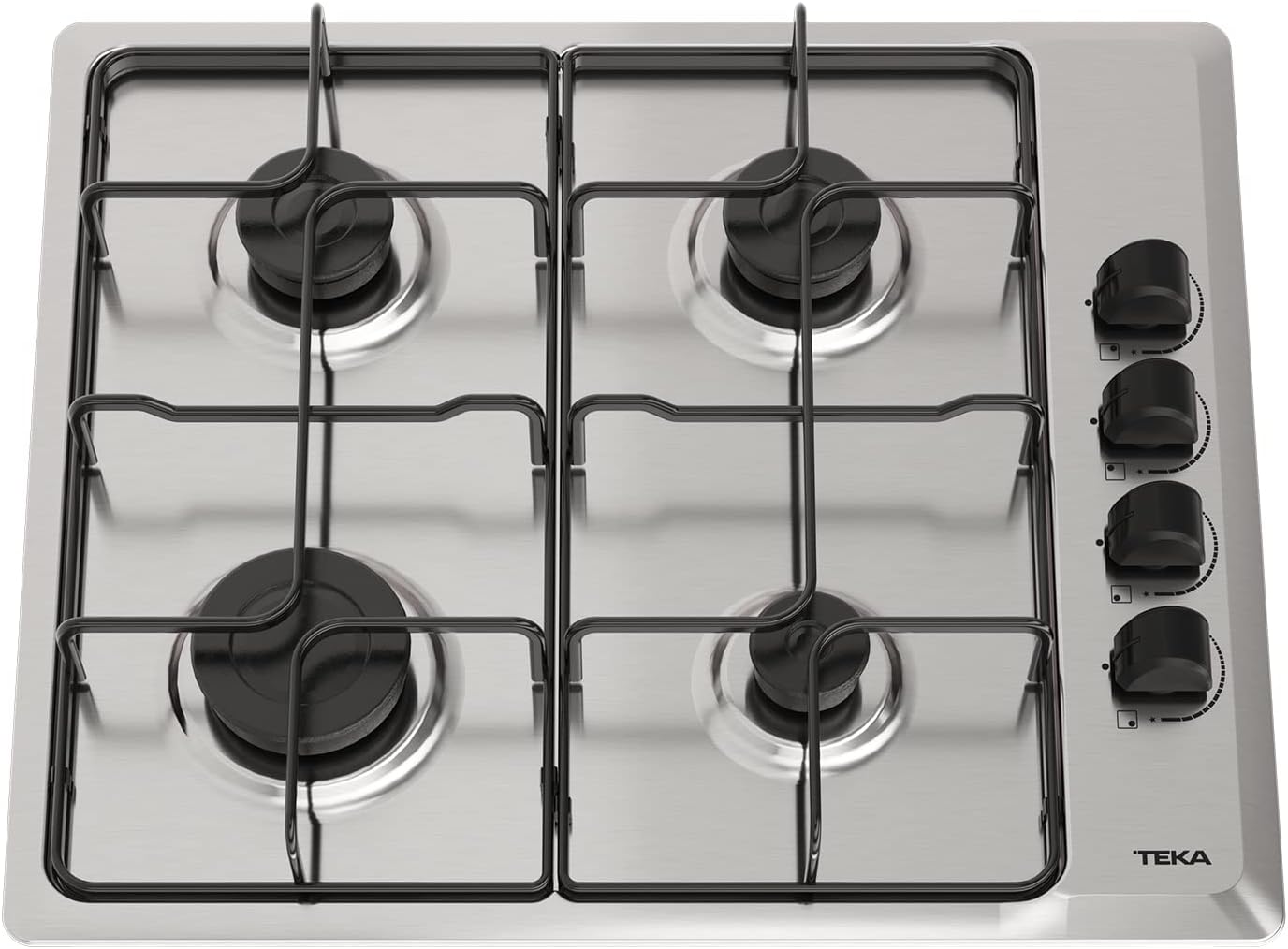 TEKA Placa de Gas Butano, 60 cm, 4 Fuegos, Mandos Ergonómicos, Seguridad Termopar, Parrillas Esmaltadas, HLX 640 KL
