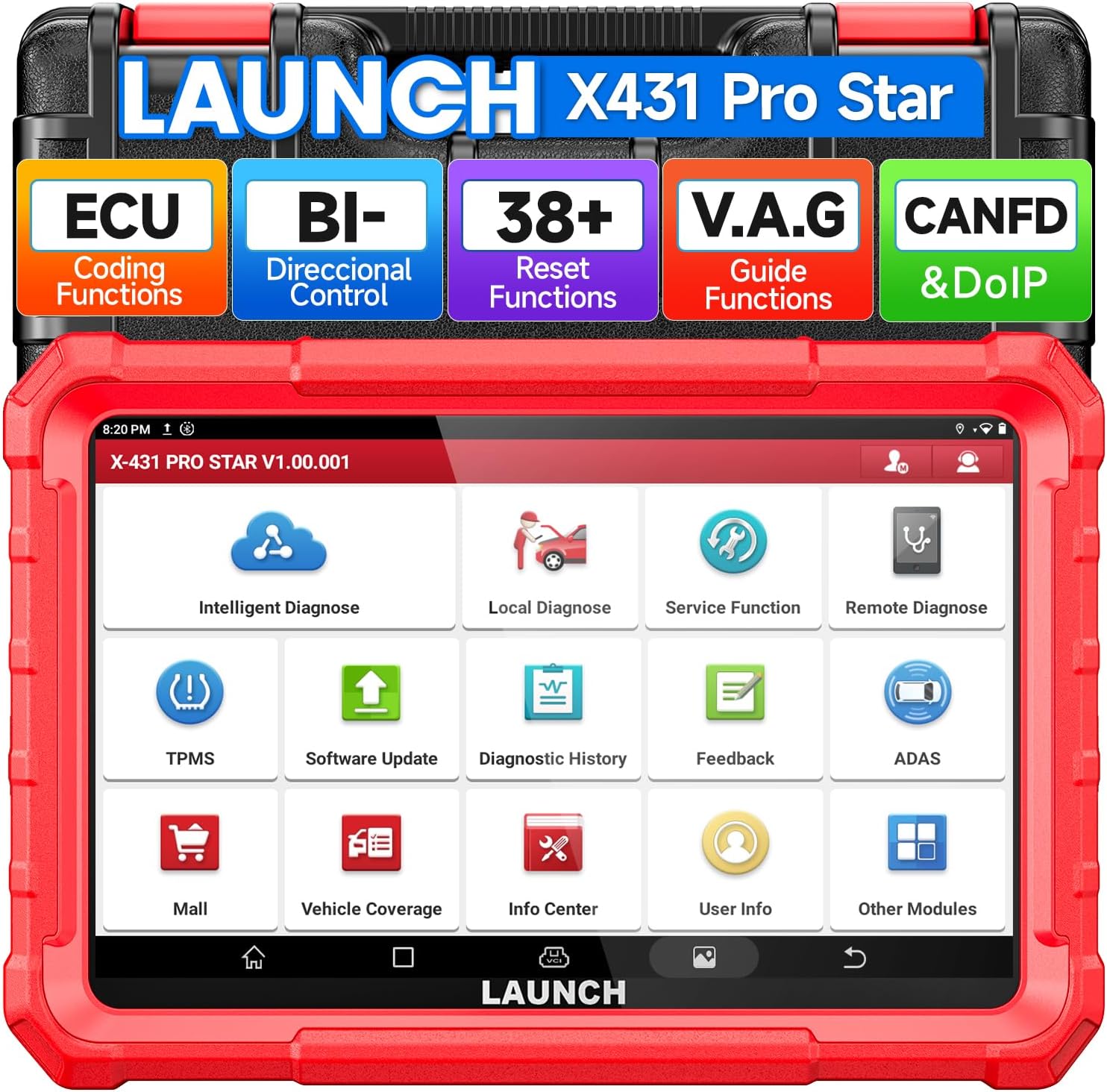 Launch CRP123I V2.0 OBD2 Diagnosegerät Auto, 4 Systeme Auslesegerät Auto, Launch Diagnosegerät mit Öl/EPB/DPF/SAS/BAS/BMS/Drosselklappe Reset, Auto VIN, Batterie-Test, Lebenslanges Update Scan Tool