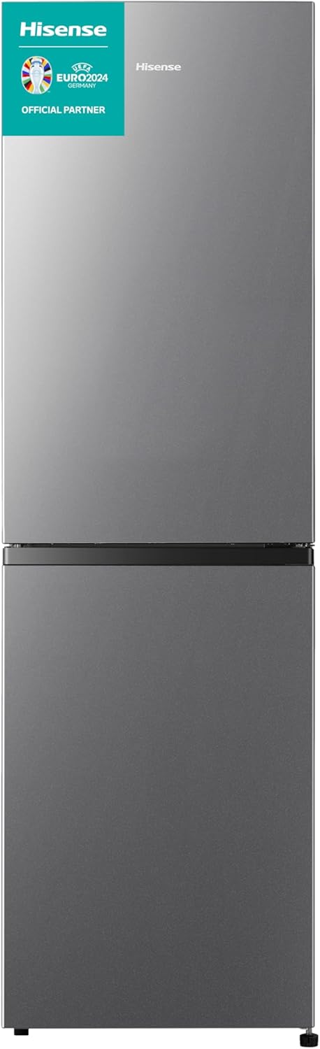 Hisense RB327N4ADD Fridge-Freezer Combination, EEK D, Total NoFrost, Interchangeable Door Hinge, Bottle Grid, 171 Litre Fridge Compartment, 85 Litre Freezer Compartment, Stainless Steel Look