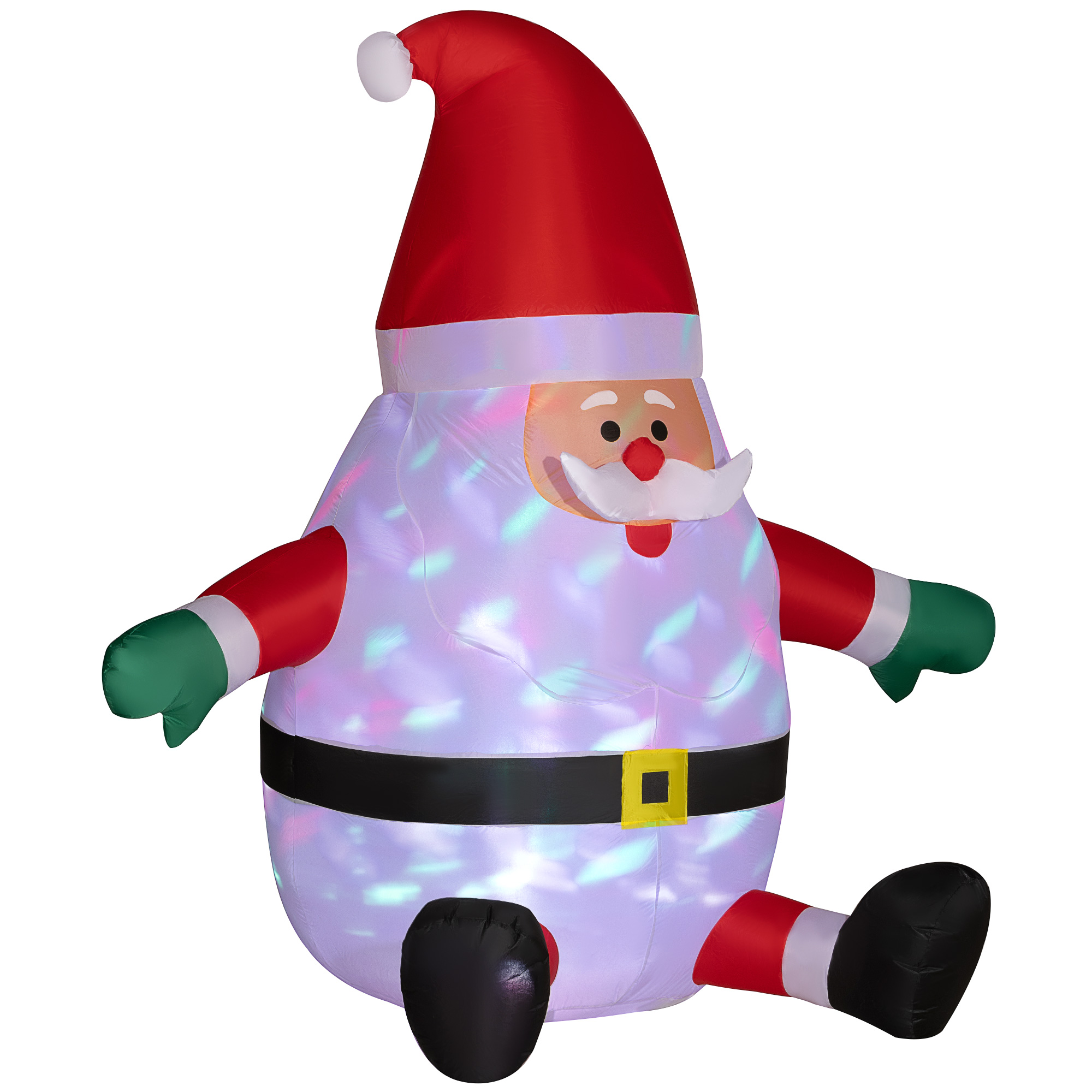 Outsunny Opblaasbare Kerstman met Draaiende Lichtbol, Feestelijke Tuindecoratie