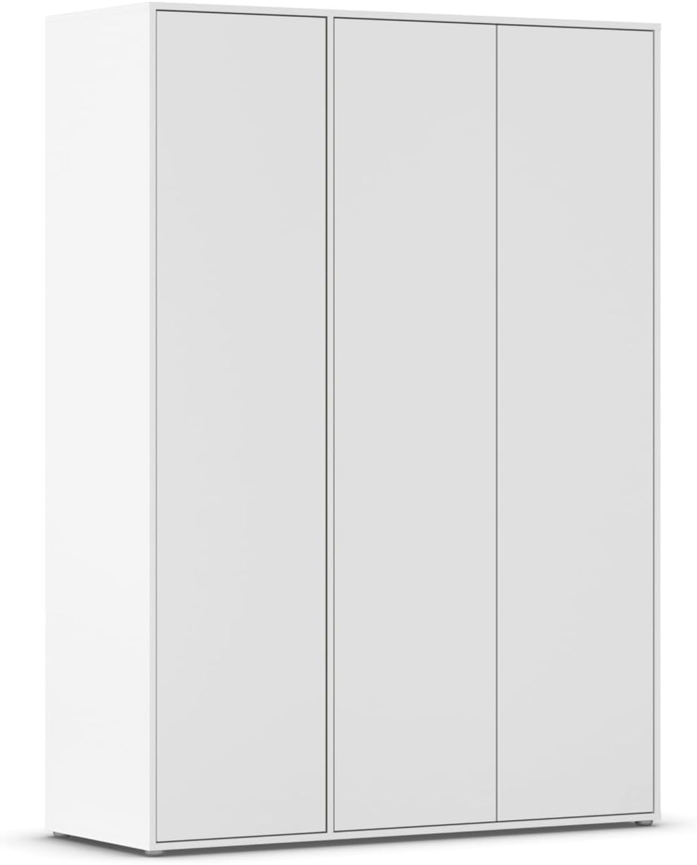 Rauch Möbel Nabila Kleiderschrank für Schlafzimmer, Kinderzimmer, Jugendzimmer, Flur, 3-türig, Push-to-Open, mit Zubehör Classic, Farbe Weiß, Breite 140 cm