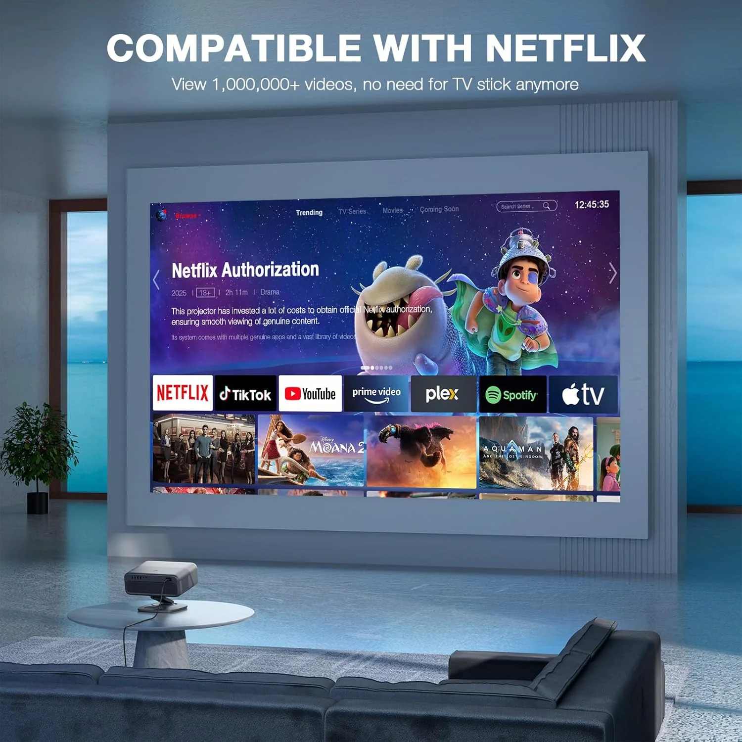 [Officially-Licensed APP & 2500 ANSI] 4K Projector with WiFi and Bluetooth,TOF Real-Time