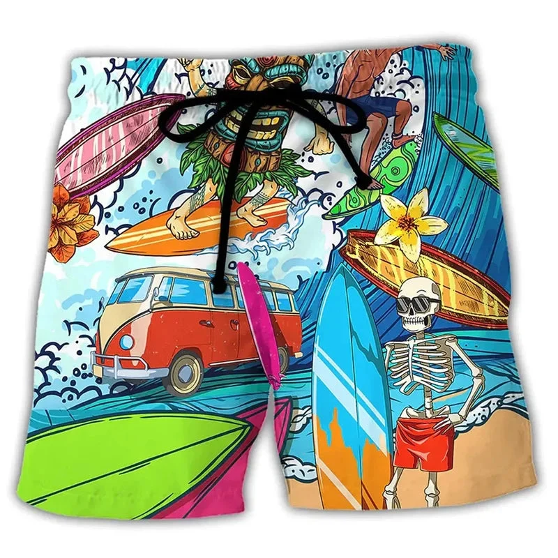 Herren Badehose mit Graffiti Print - Schnelltrocknende Schwimmshorts f��r den Sommer - L?ssige Boardshorts mit verstellbarem Bund