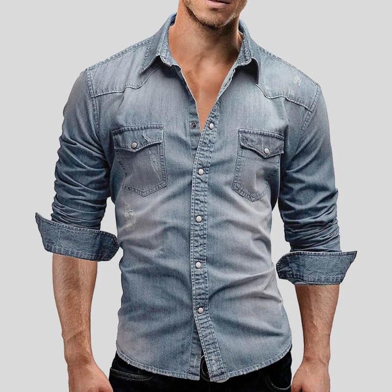 Denimbluse f��r Damen mit modernem Schnitt und stilvollem Alltagslook