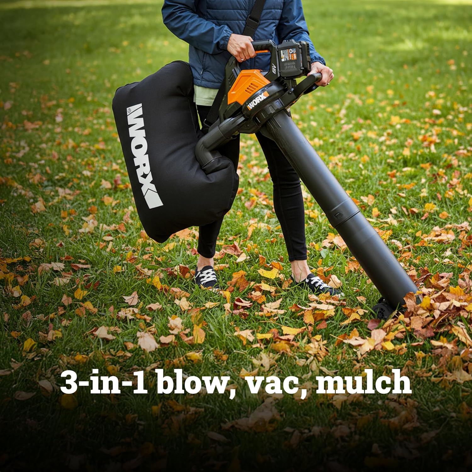 WORX Cordless Leaf Blower  3 in 1 Blowers for Lawn Care with Leaf Vacuum & Leaf Mulcher  Electric Blower with Brushless Motor & 2 Speed Control  2 �� 4.0 Ah Batteries & Charger Included  WG583