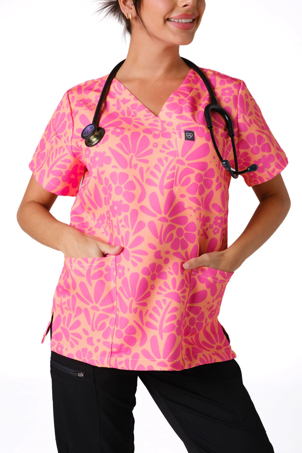Tropical Blooms Scrub Top