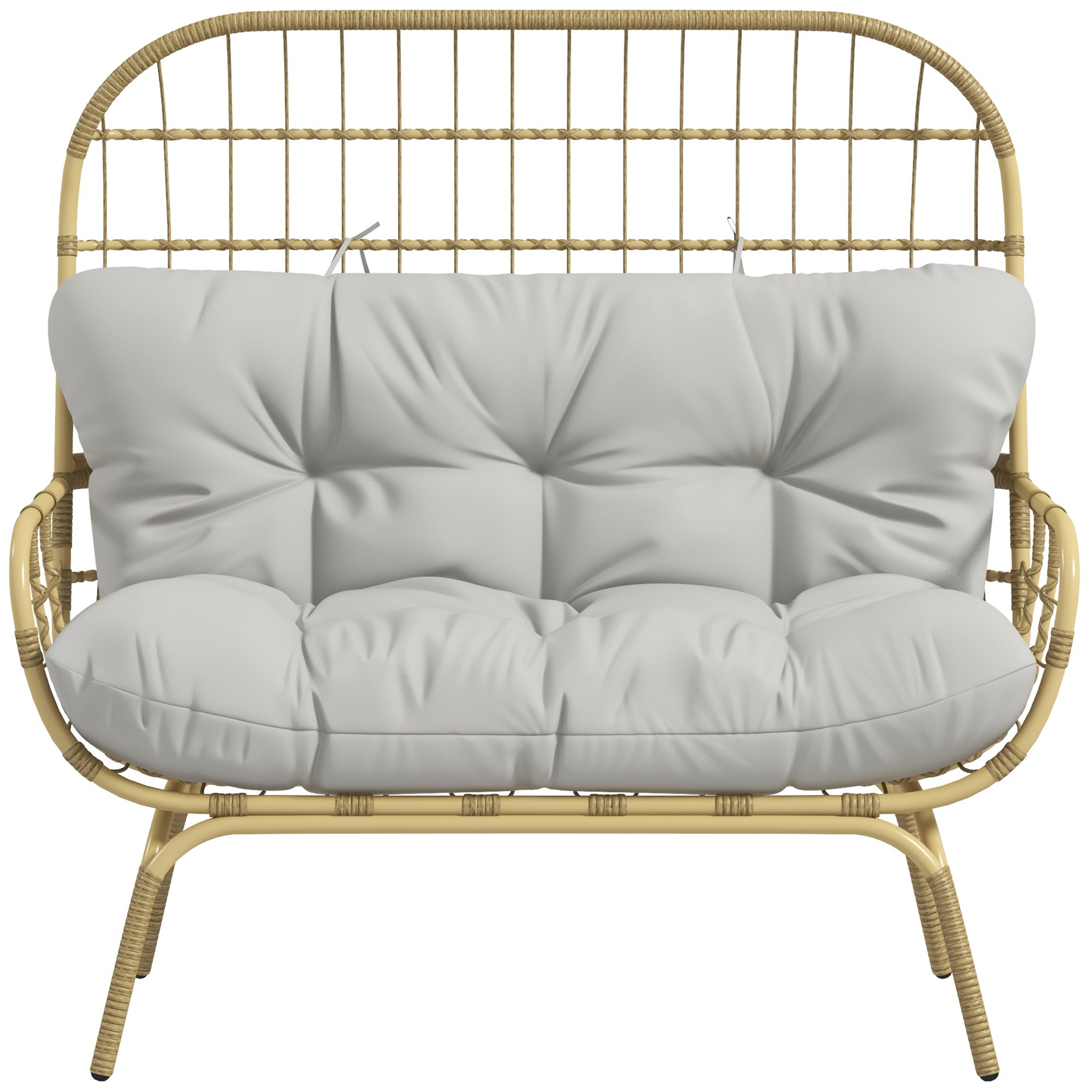 Rieten Tuinstoel, Weerbestendig, 126 cm x 72 cm x 126 cm, Natuur + Grijs