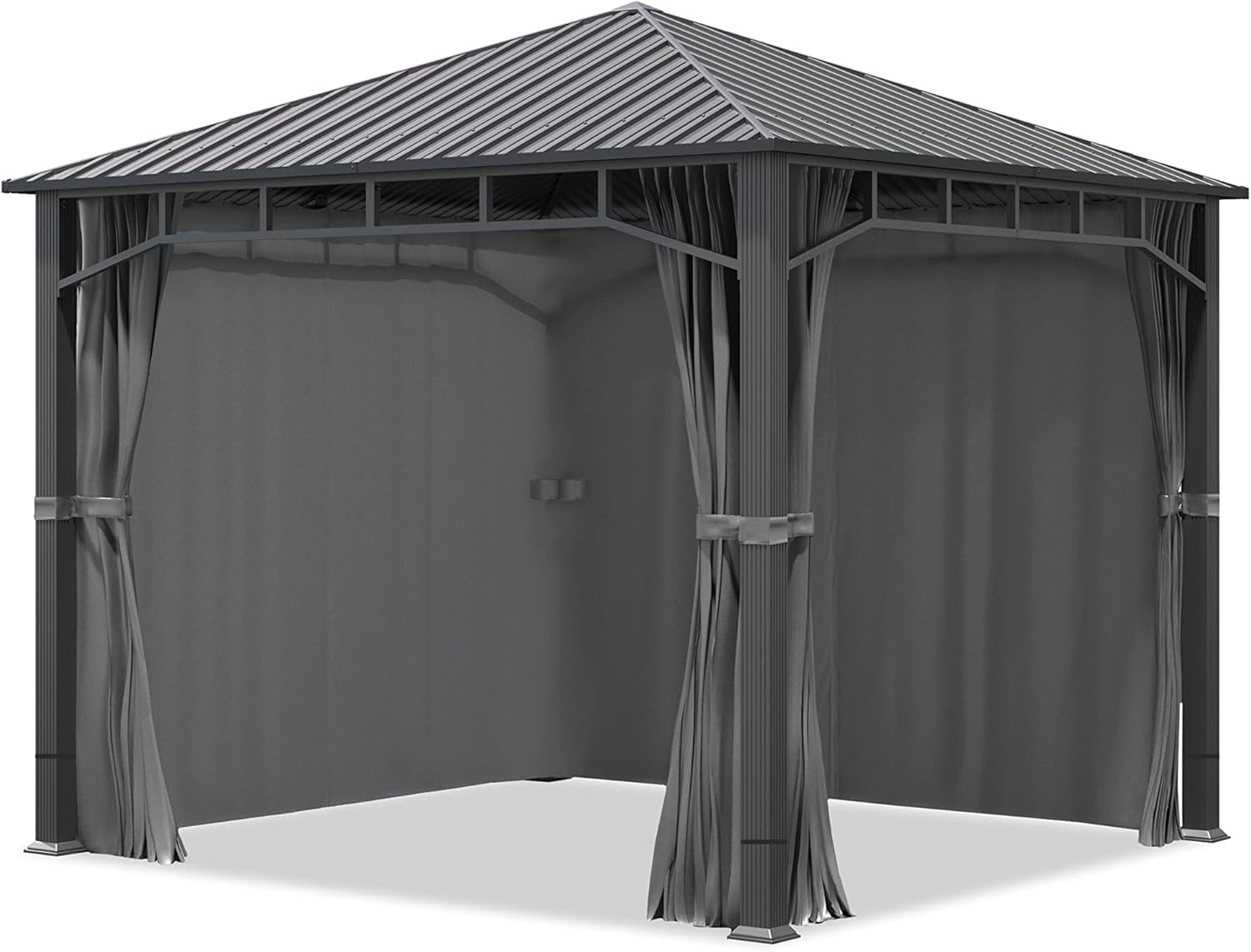 TOOLPORT Gartenpavillon 3x3 m Stahldach Hardtop 4 Seitenteile in Grau, Pfosten 9x9 cm