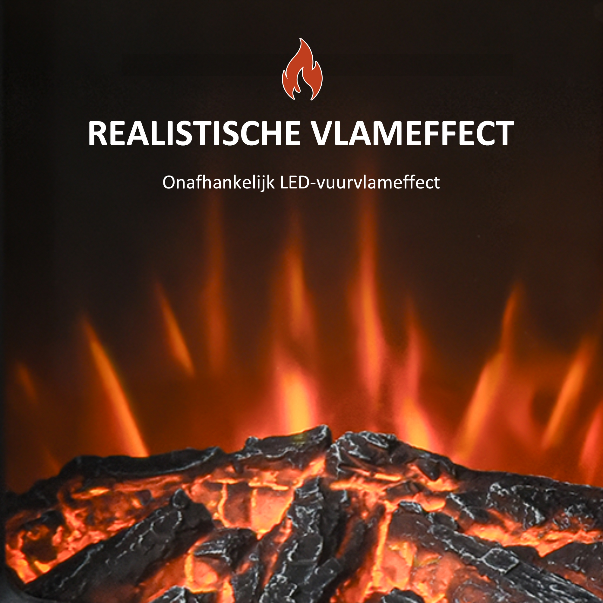 Elektrische kachel met vlameffect thermostaat 1000 W / 2000 W 20 �O zwart metaal 25 x 25,4 x 52 cm