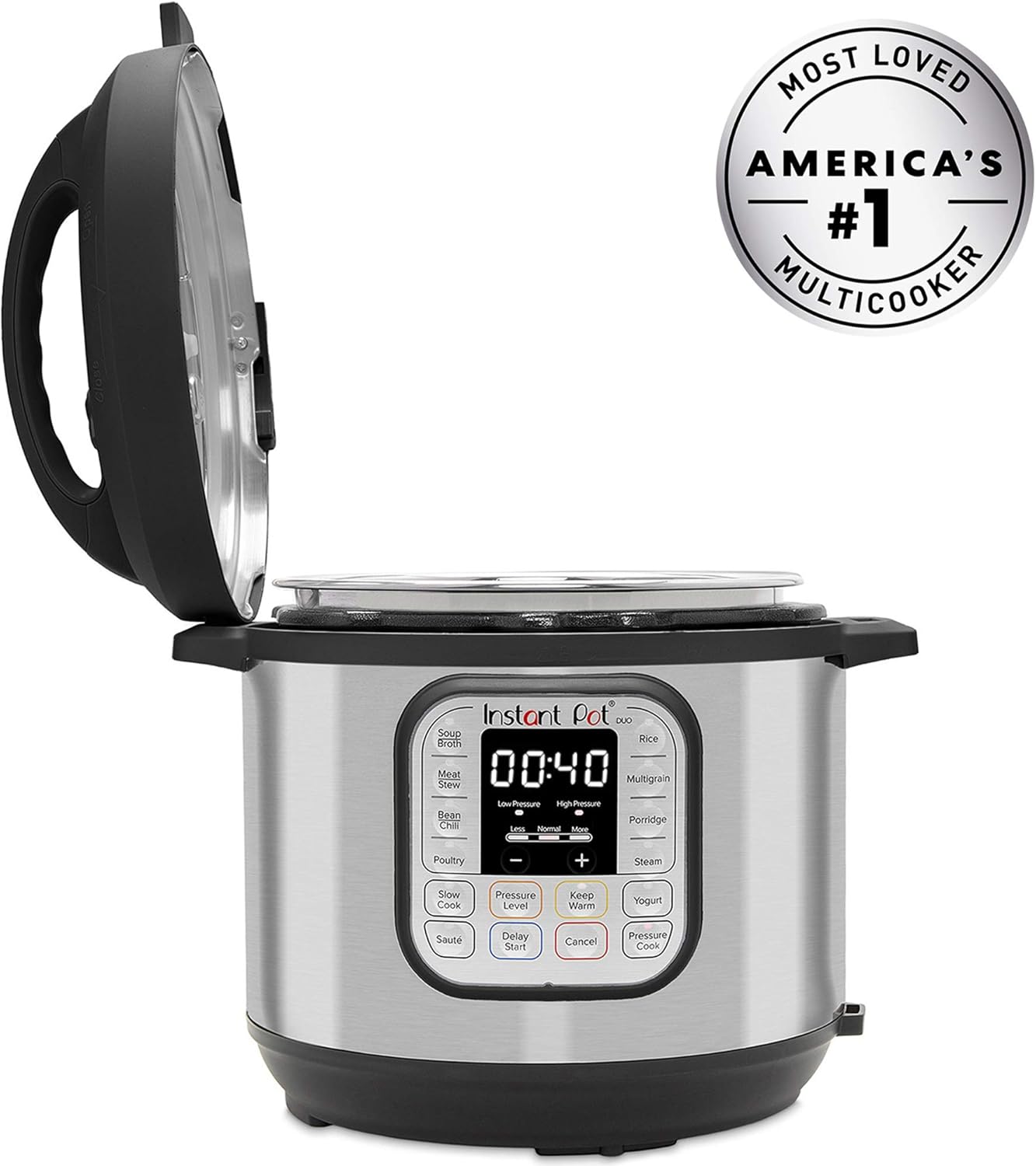 Instant Pot Pro 10-in-1-Elektro-Multikocher 1200 W, 5,7 L – Schnellkochtopf, Schongarer, Reiskocher, Dampfgarer, Sautierpfanne, Sterilisator, Joghurtbereiter, Sous Vide Gert – Schwarzer Edelstahl