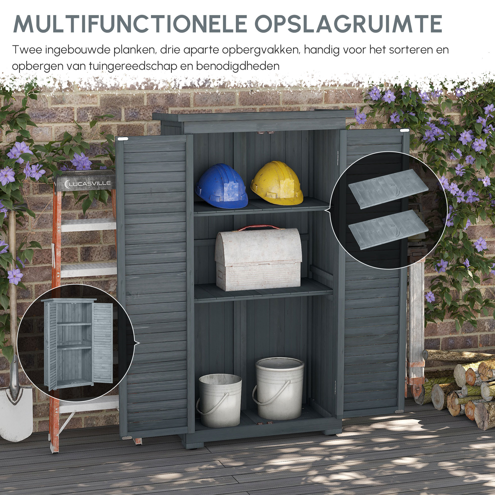 Outsunny tuinkast 87 cm x 46,5 cm x 160 cm