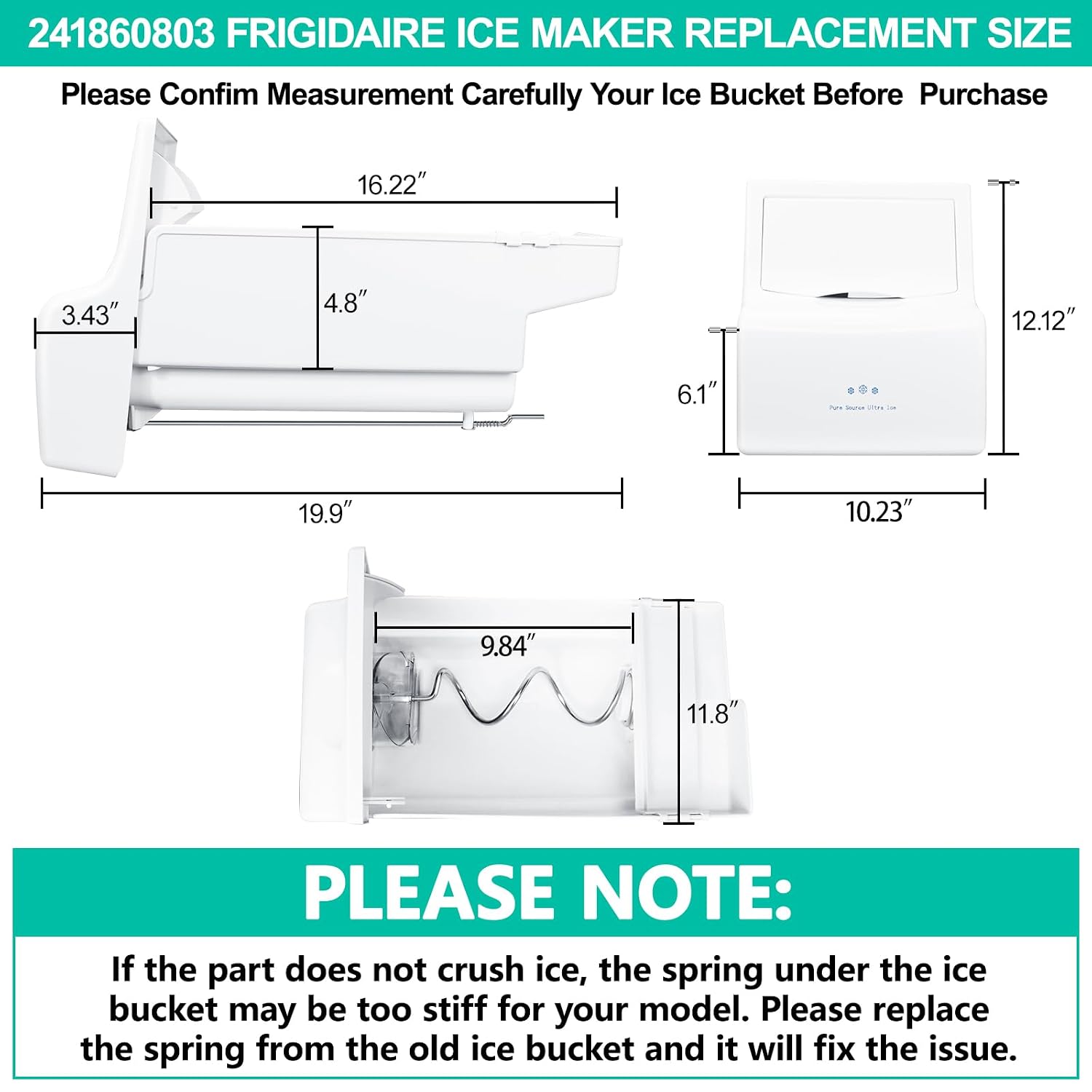 Upgraded 241860803 Kühlschrank-Eiskübel Montage Kompatibel mit Frigidaire Ice Maker Ersatz Eisbehälter Teile AP4300918 LFSS2612TF0 LFSS2612TE0 FFSS2615TS0 FFHS2611PFEA Eismaschine