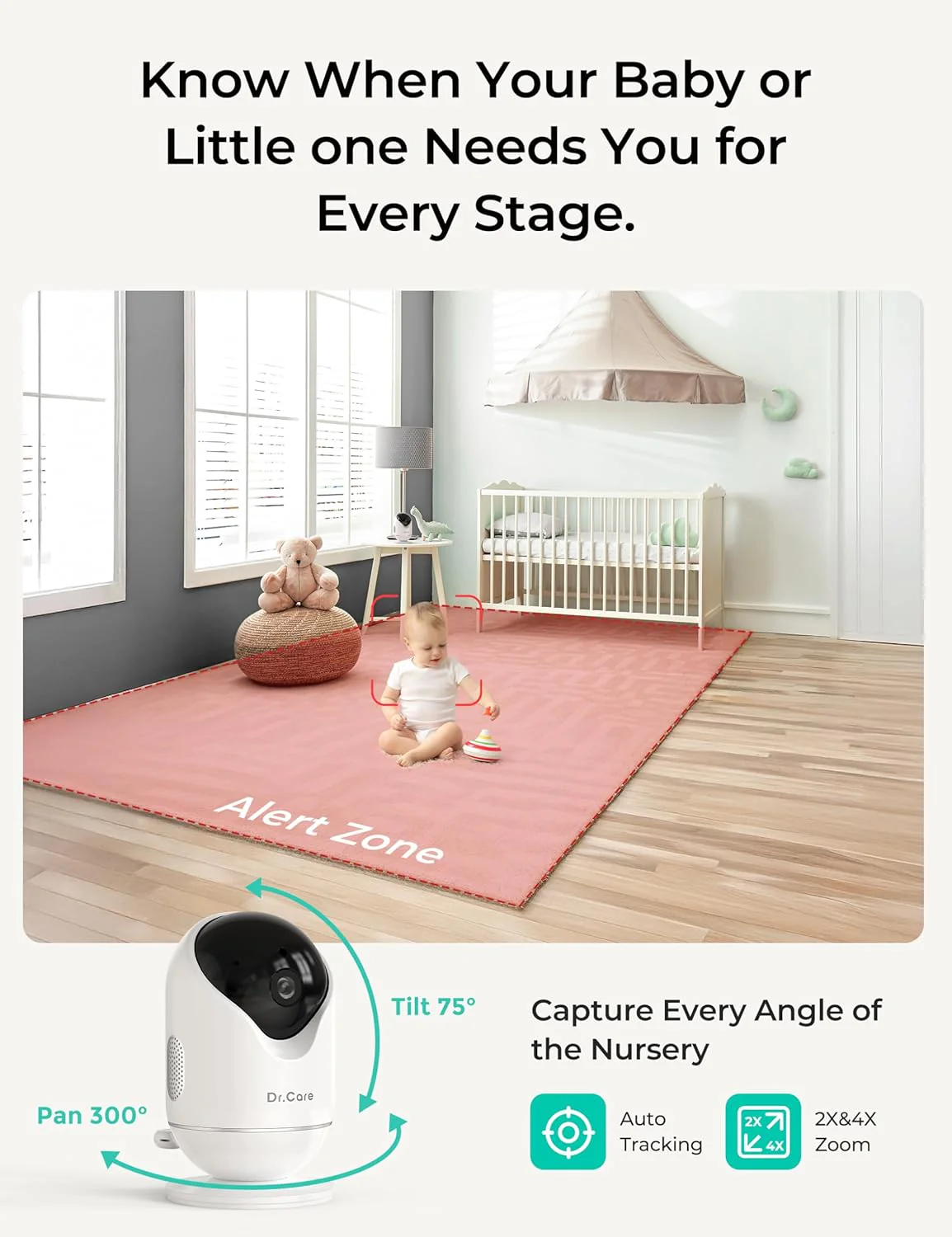 Dr.Care VistaView Slimme WLAN Babyfoon met 2 Camera's, 5