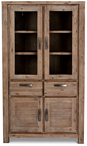 Ibbe Design Vetrina Credenza Vetrina Moderna Marrone Vetrina Mobile con 4 Ante e Casetti Alaska per Salotto Soggiorno Cucina, in Legno Massello di Acacia : Amazon.it: Casa e cucina