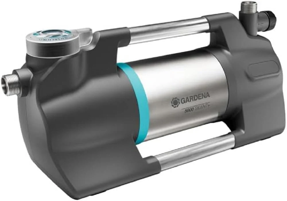 Gardena Tuingietpomp 5600 Silent+: Zeer stille, innovatieve besproeiingspomp, pompdebiet 5600 l/u, 900 W motor, 4,7 bar, waterdicht, energiebesparend (9057-20)
