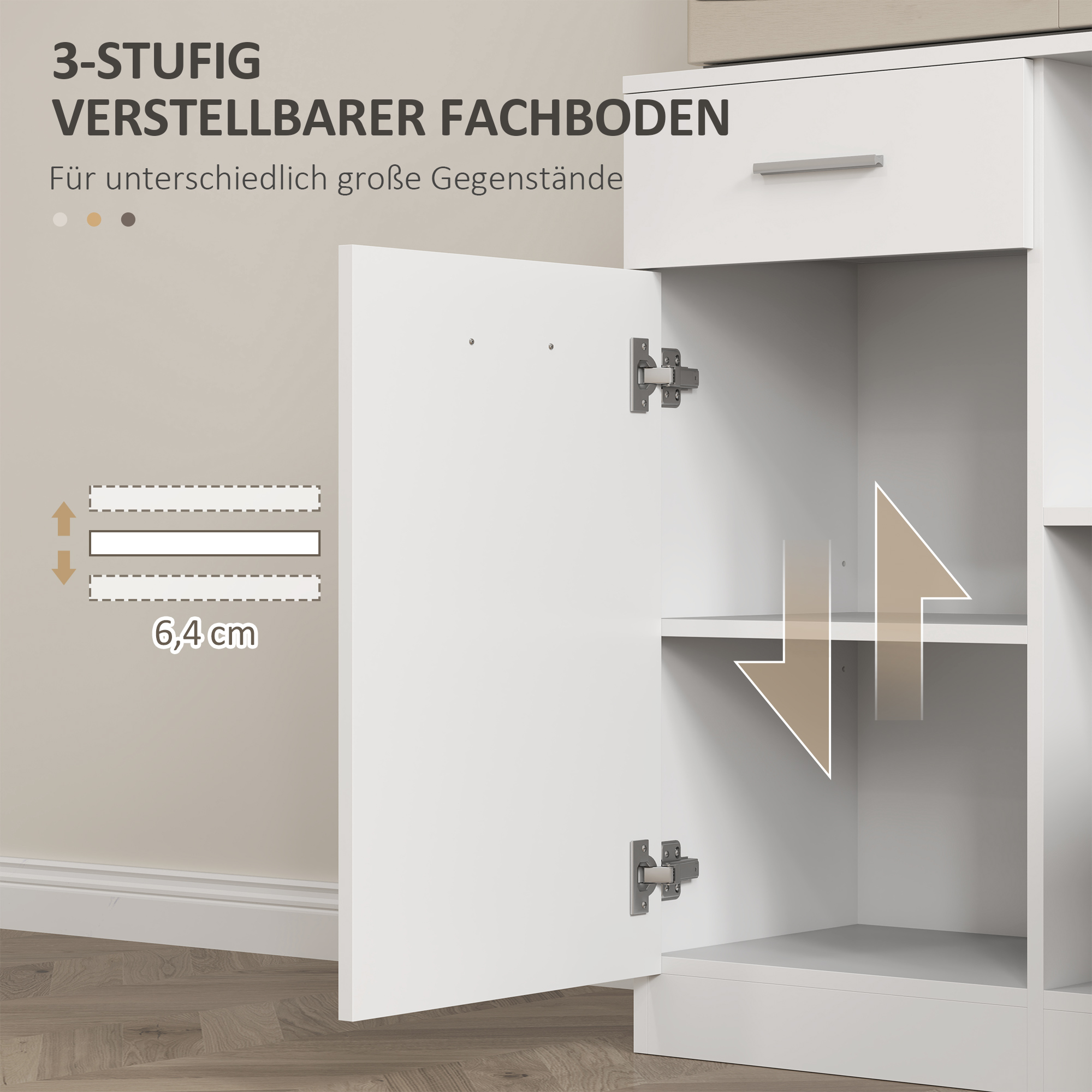 Buffetkast met Lade, Soft-Close Deuren, 80 x 35 x 180 cm - Wit