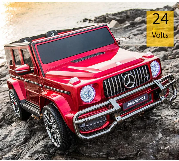 LICENSED MERCEDES AMG G63 G WAGON 24v 2 SEATER 4 WHEEL DRIVE  RIDE ON JEEP (UPGRADED) with MP4 - PAINT Metallic RED