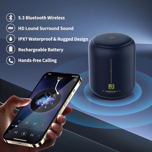 Altoparlante Bluetooth portatile, impermeabile IPX7, altoparlante wireless con audio HD e Bluetooth 5.3, 15 ore di riproduzione, stereo da 5 W, bassi profondi, chiamate in vivavoce, formato mini, per : Elettronica