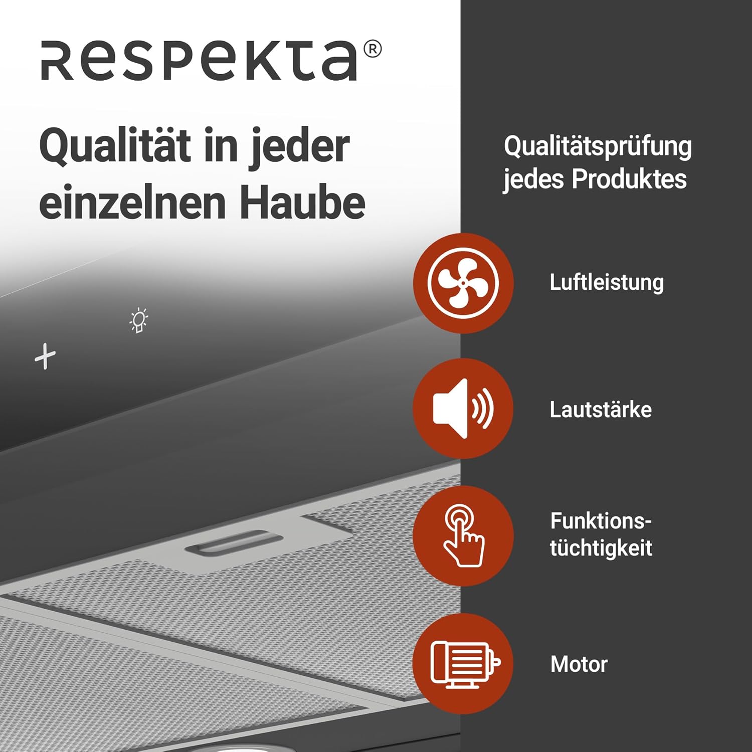 Respekta Cara Inselhaube/Dunstanzugshaube in Schwarz-Matt mit Glasfront/Haube 90 cm / 9 Leistungsstufen/Touch Control / CH44199GISS-20 / A+